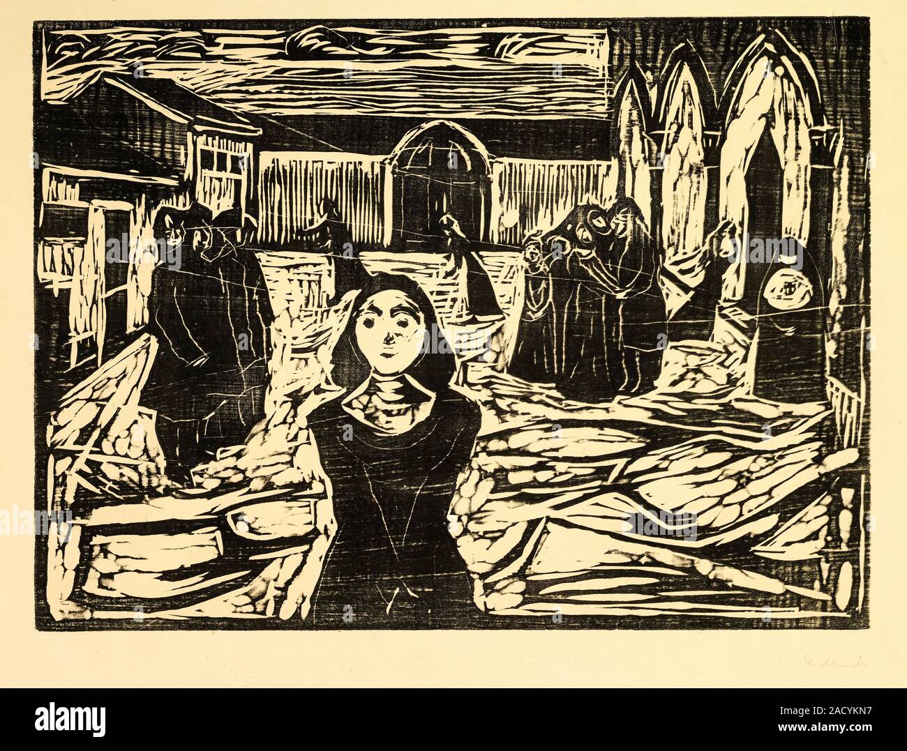 Edvard Munch, die Heuchler: Die letzte Stunde, Holzschnitt, 1917 Stockfoto