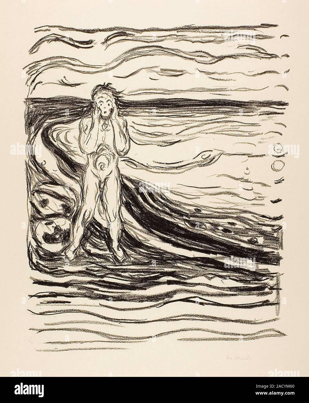 Edvard Munch, Alpha Verzweiflung, Drucken, 1908-1909 Stockfoto