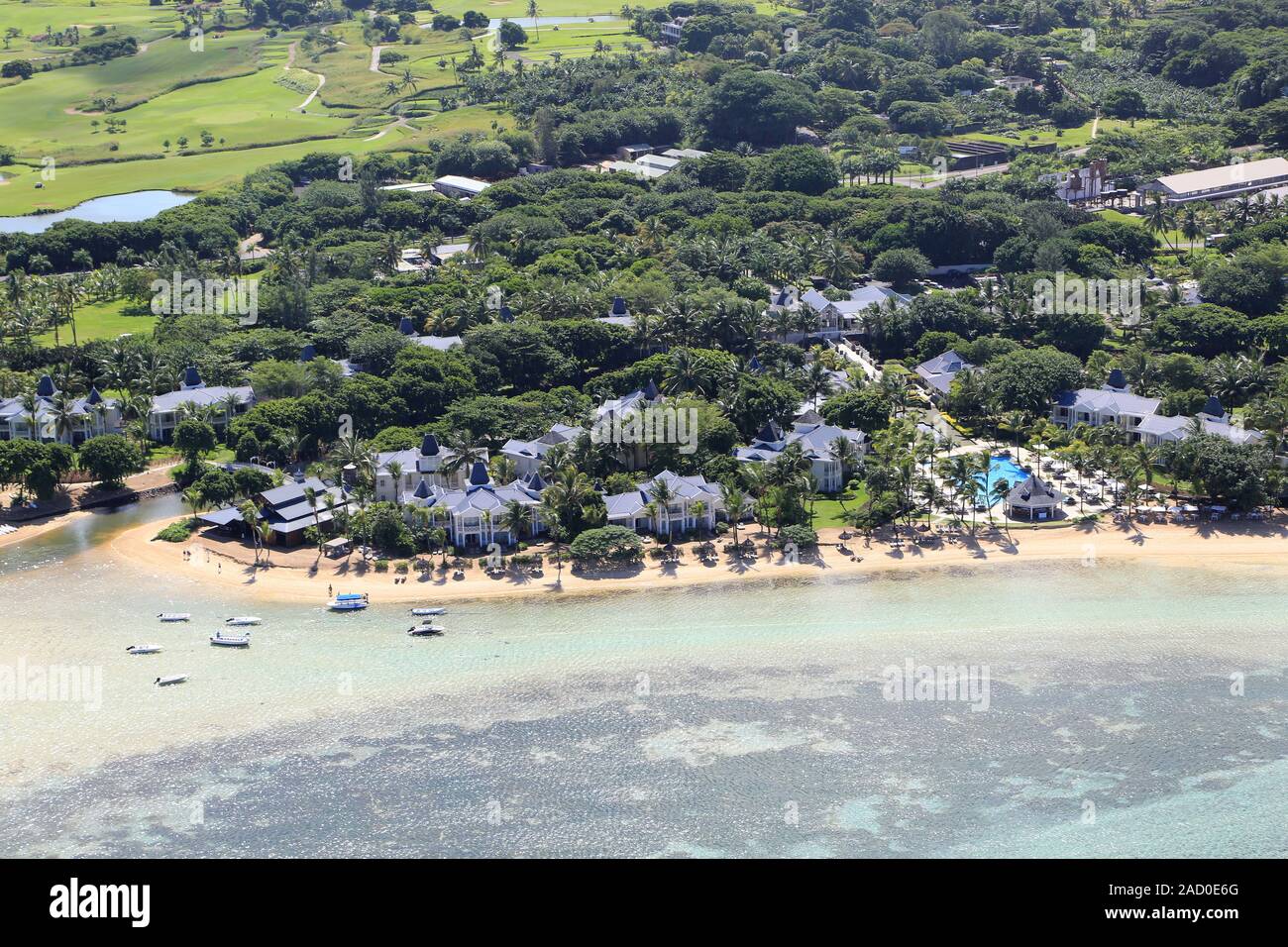 Mauritius Bel Ombre, Golf Resorts und Ausstattung Stockfoto