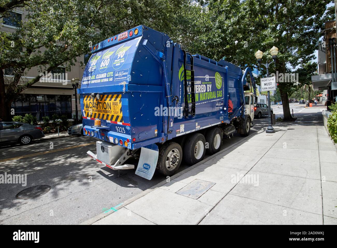 Stadt Orlando feste Abfälle Abteilung cng Gas Powered Müllwagen florida usa Stockfoto