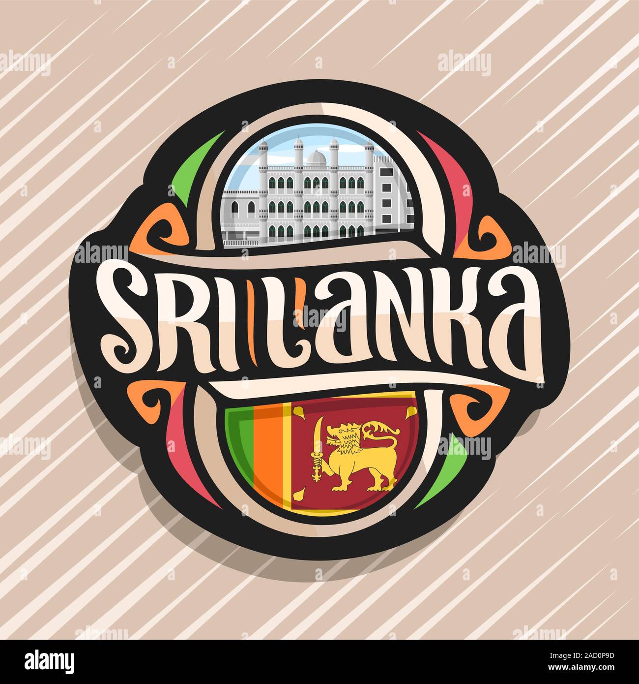 Vektor logo für Sri Lanka Land, Kühlschrank Magnet mit Sri Lankan State