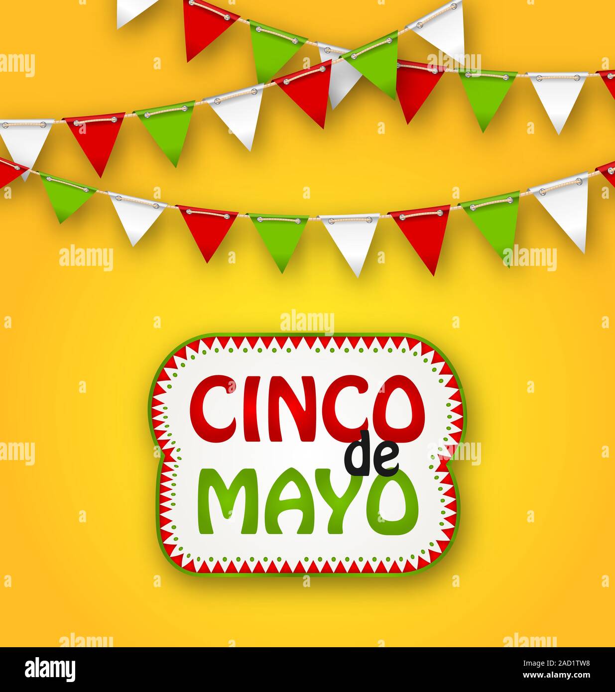 Cinco De Mayo Urlaub Bunting Hintergrund. Mexikanische Poster Stockfoto