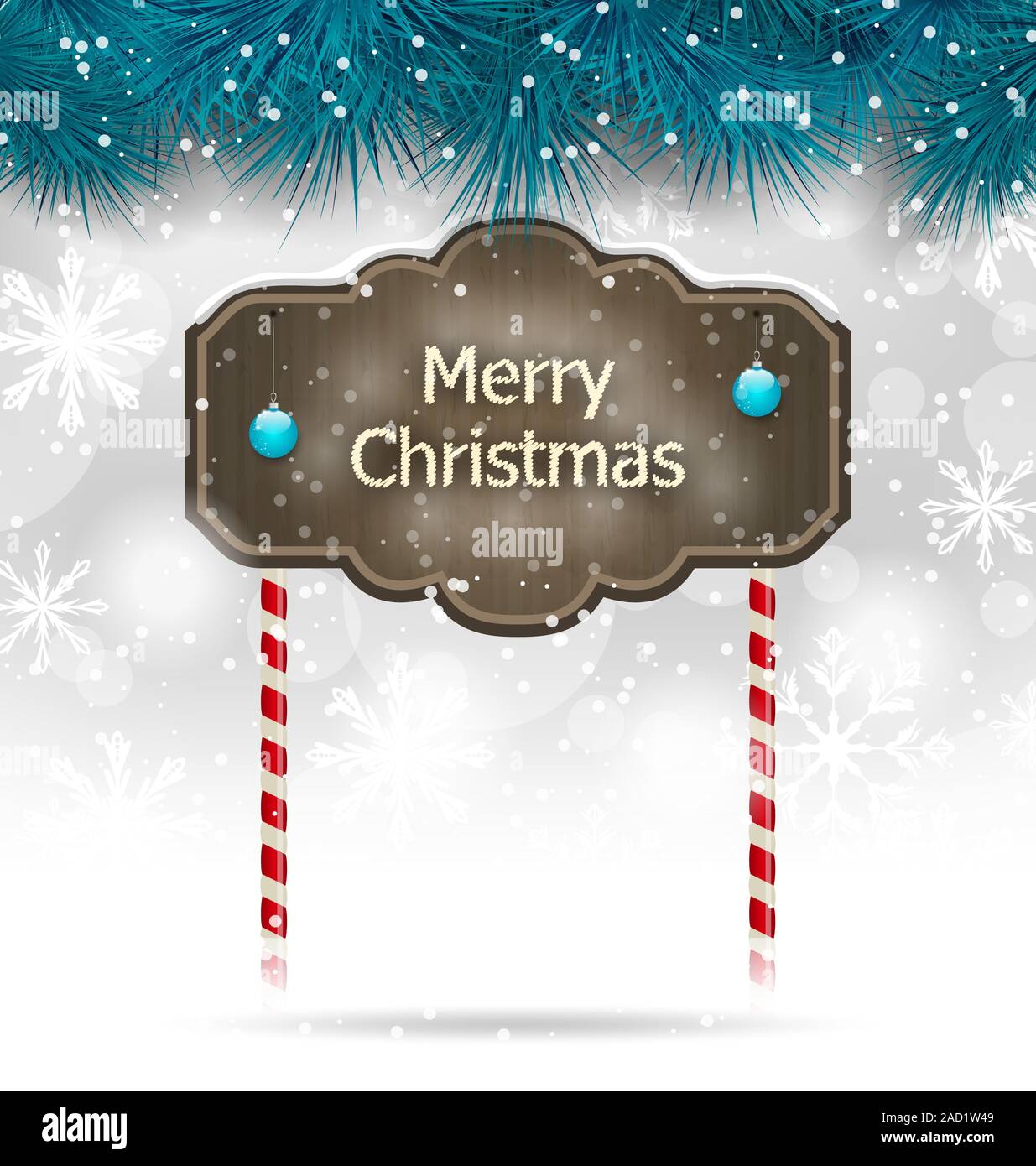 Weihnachten Winter Hintergrund mit hölzernen Tafel Stockfoto