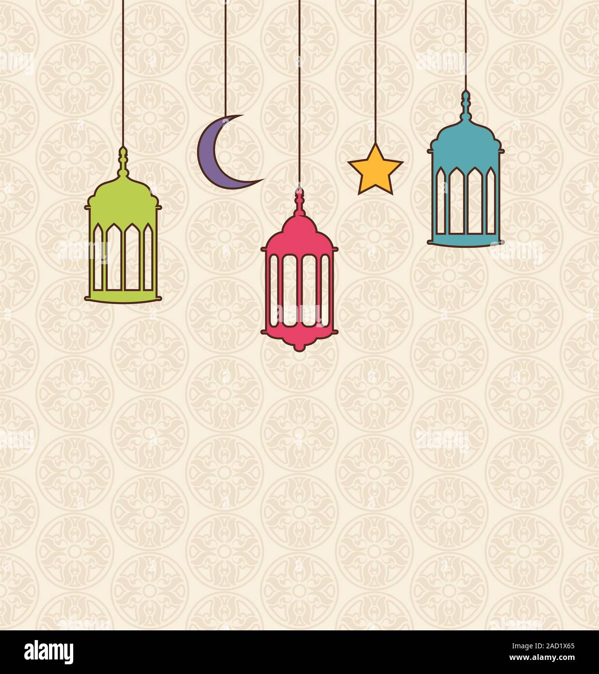 Islamischen Hintergrund mit arabischen Hängelampen für Ramadan Kareem Stockfoto