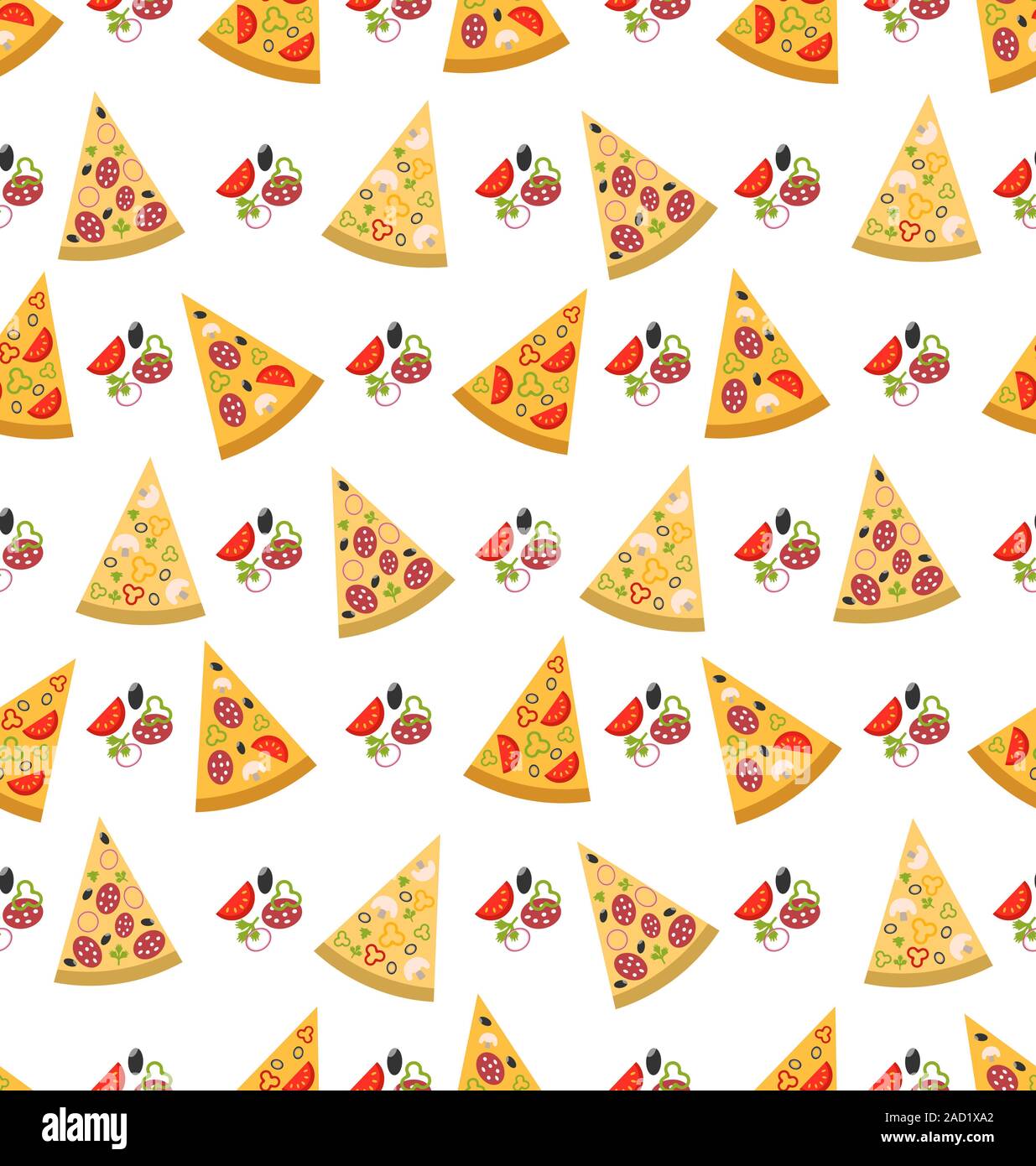 Nahtlose Muster mit Scheiben von Pizza Stockfoto