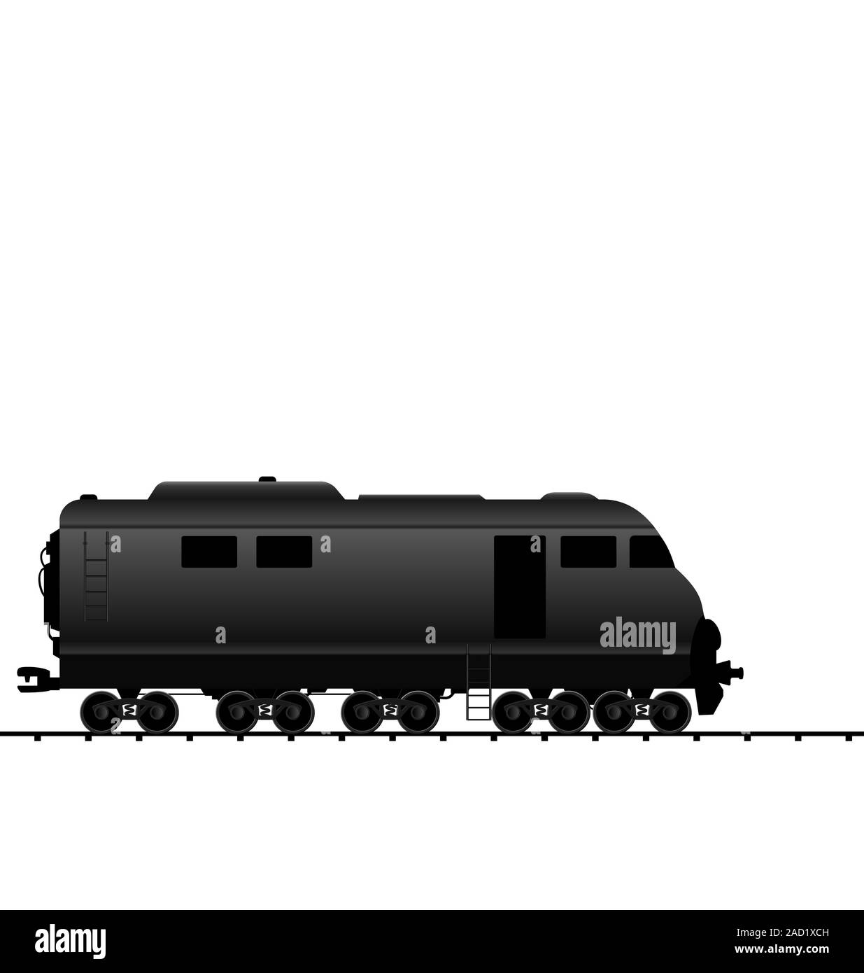 Abbildung angetrieben Lokomotive Eisenbahn Zug, schwarze transporta Stockfoto