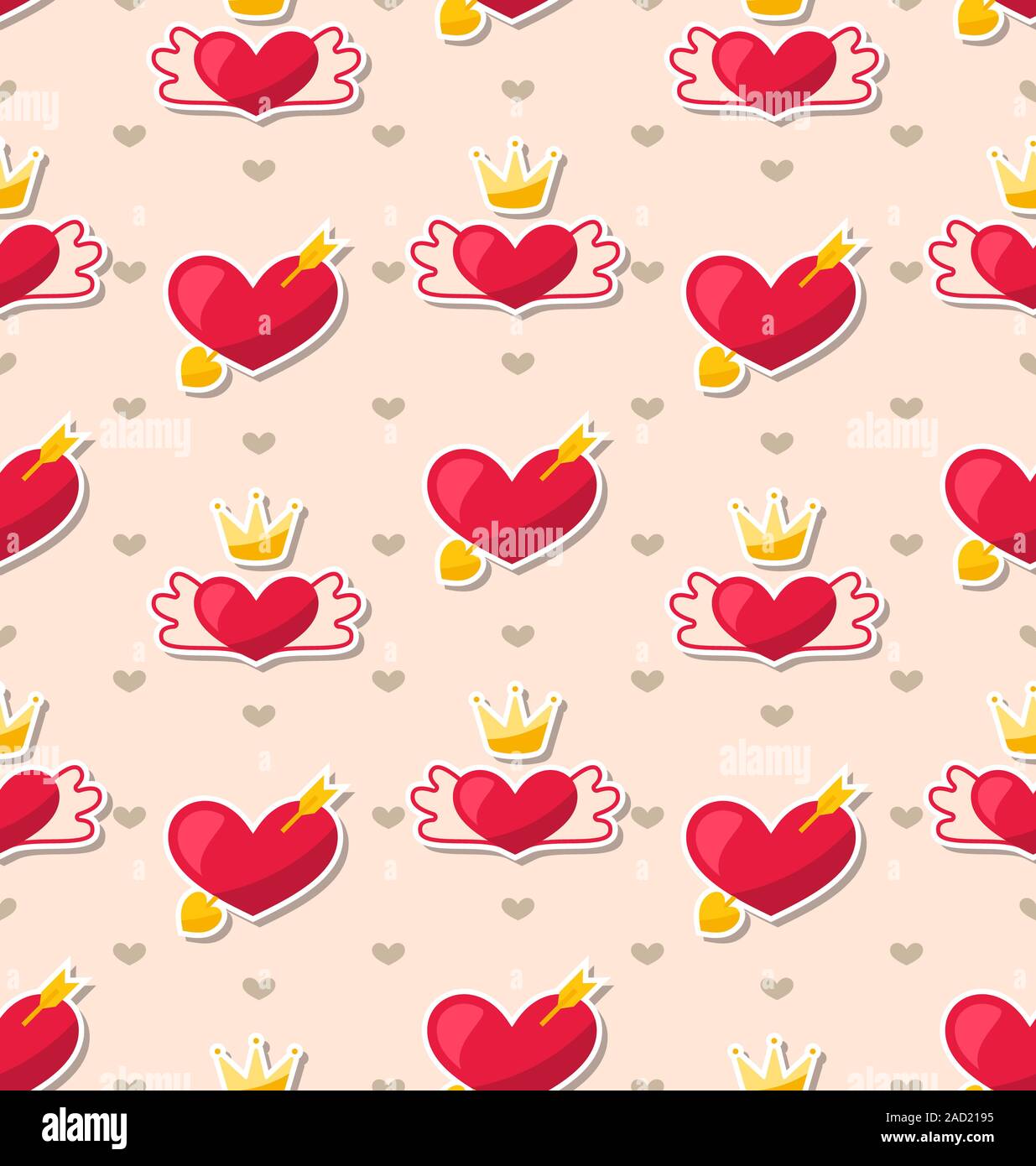 Nahtlose Muster mit Herzen zum Valentinstag Stockfoto