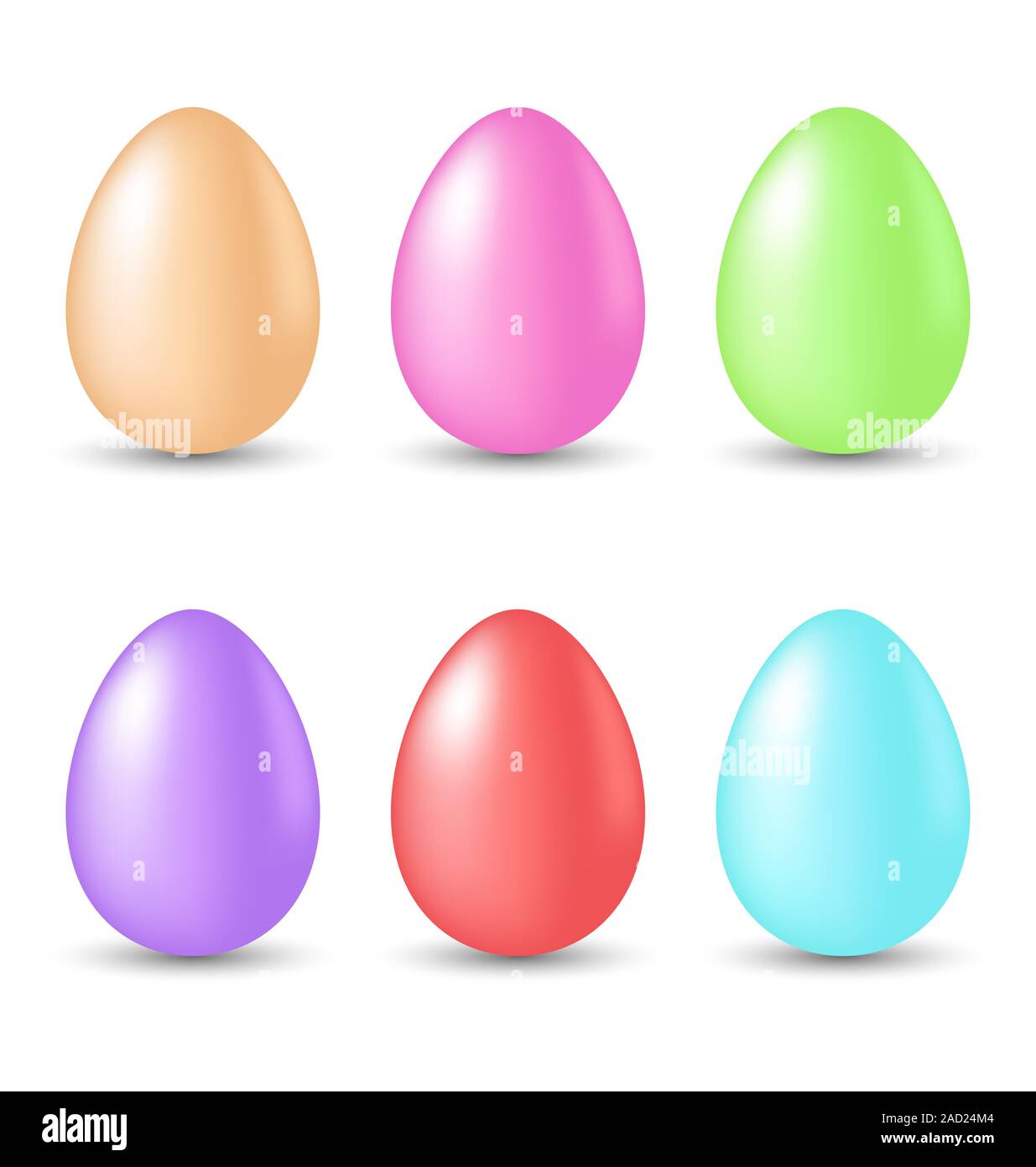 Ostern set bemalte Eiern isoliert auf weißem Hintergrund Stockfoto