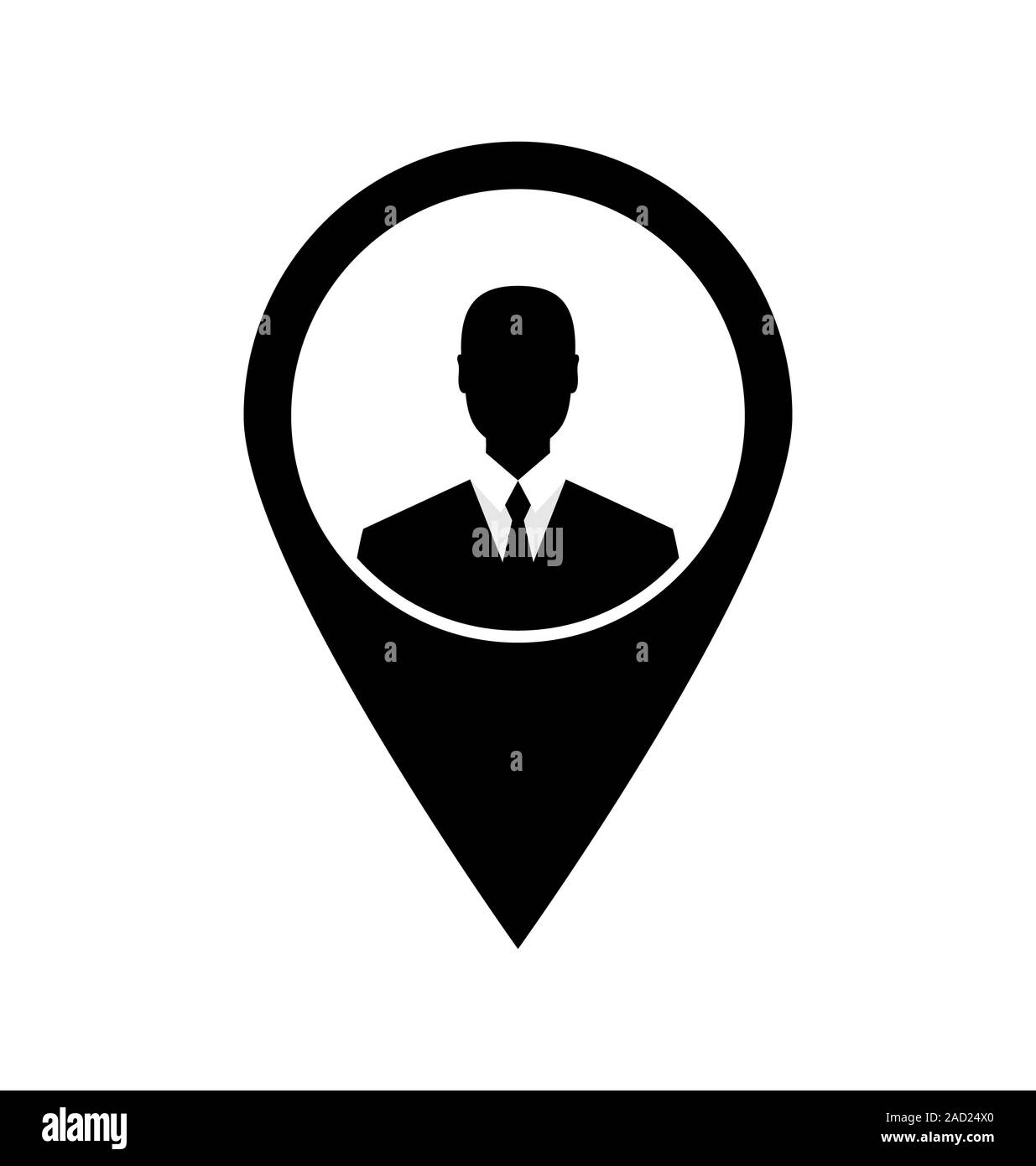 Symbol tag avatar Geschäftsmann Anzug Kopf Zeichen schwarz Stockfoto