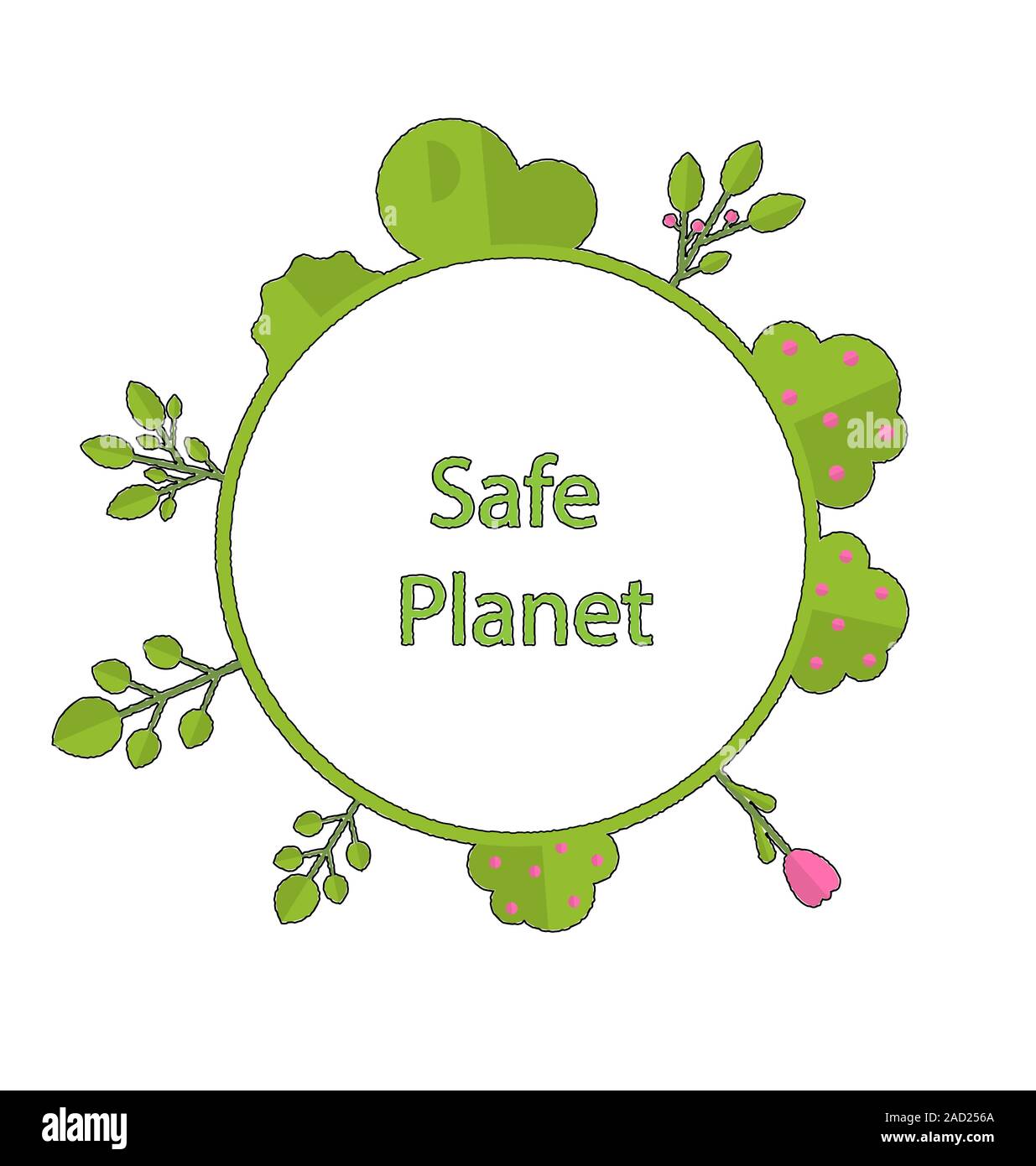Frame Form Kreis grüne Pflanze Blume Schrei sicher Planeten Erde Stockfoto