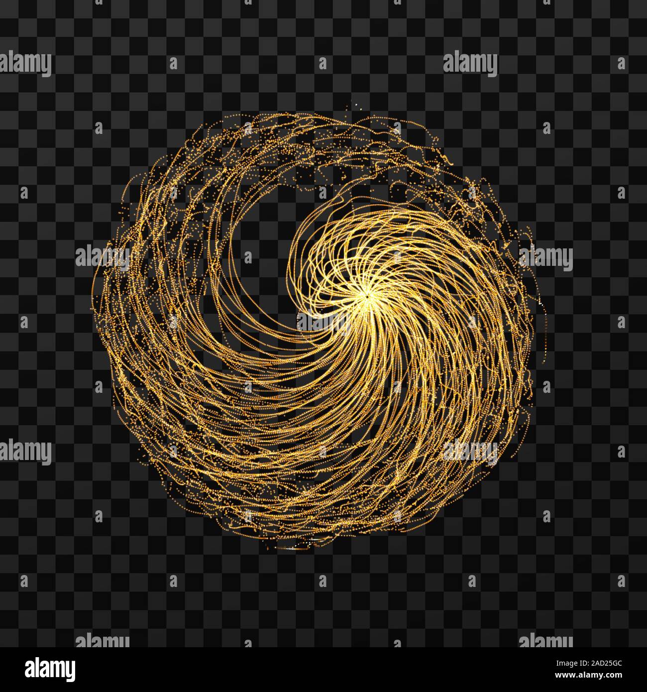 Array mit dynamischen Partikeln. 3d-futuristische Technologie Stil. Zusammenfassung Hintergrund. Vector Illustration. Spiralgalaxie Vorlage. Stock Vektor