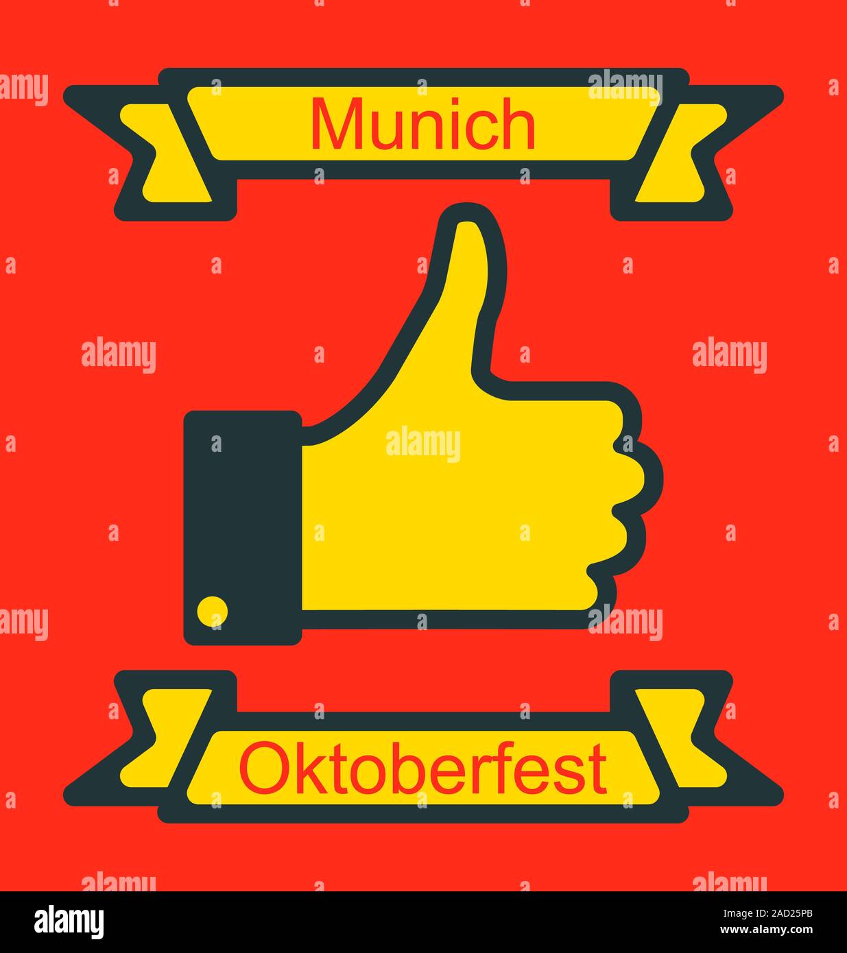 Ikone der Daumen nach oben für Oktoberfest-Party Stockfoto