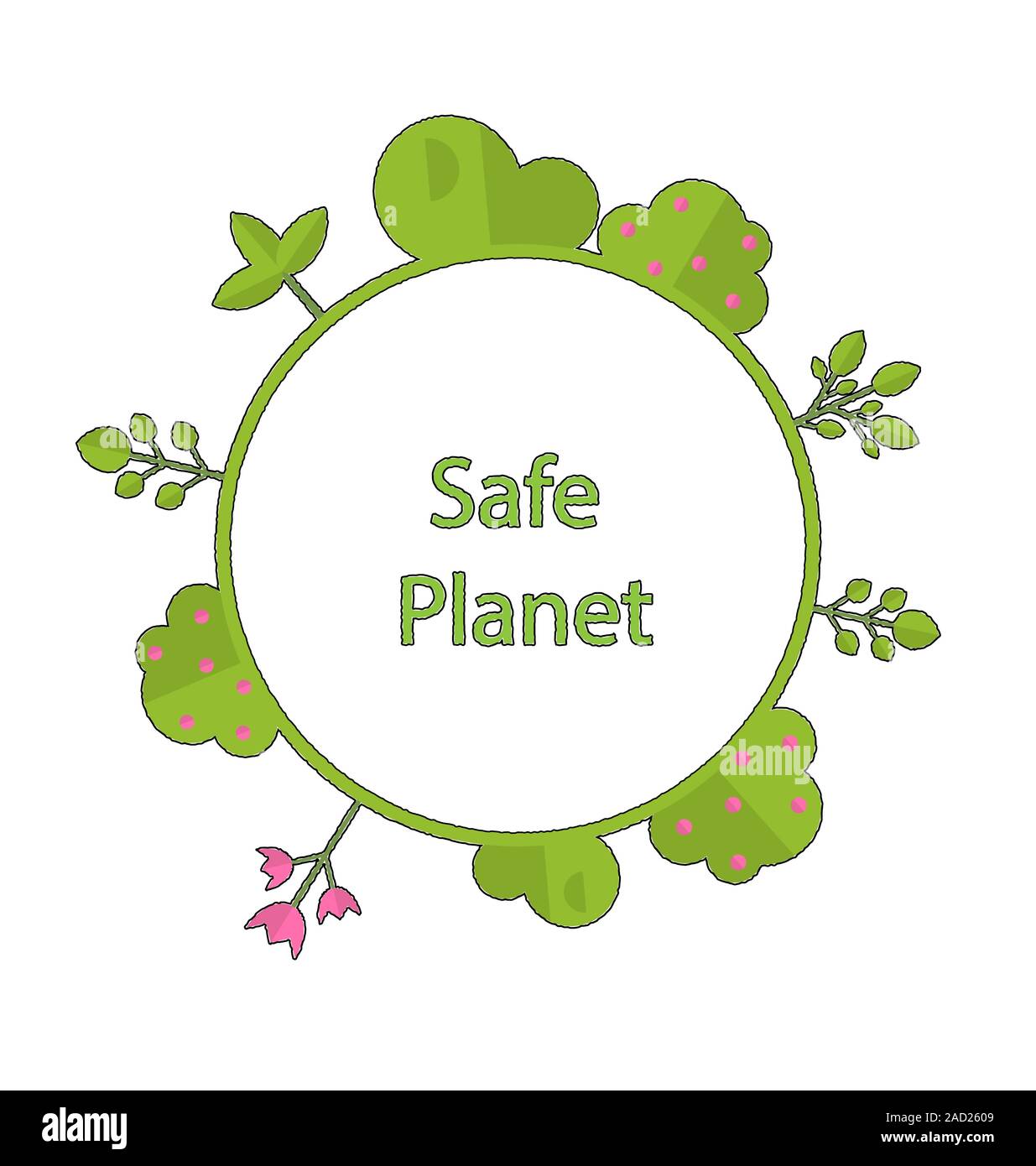 Frame Form Kreis grüne Pflanze Blume Schrei sicher Planeten Erde Stockfoto