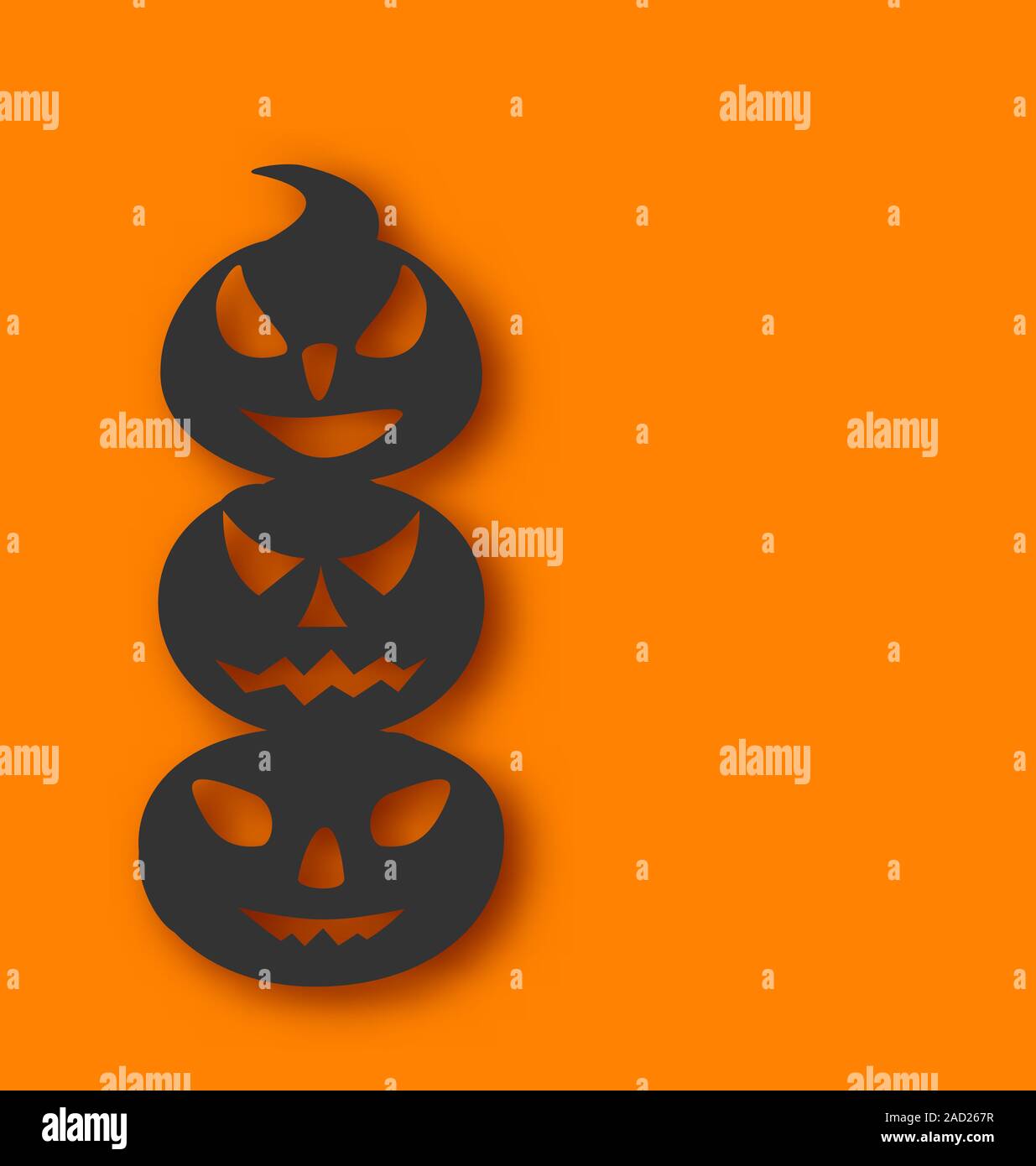 Kürbisse mit einem bösen Ausdruck auf den Gesichtern Stockfoto