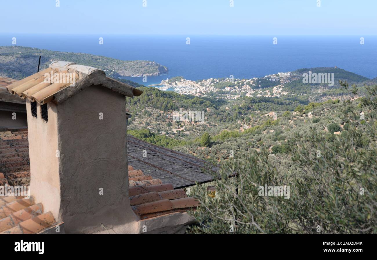 Blick auf Port de Sóller, Mallorca Stockfoto