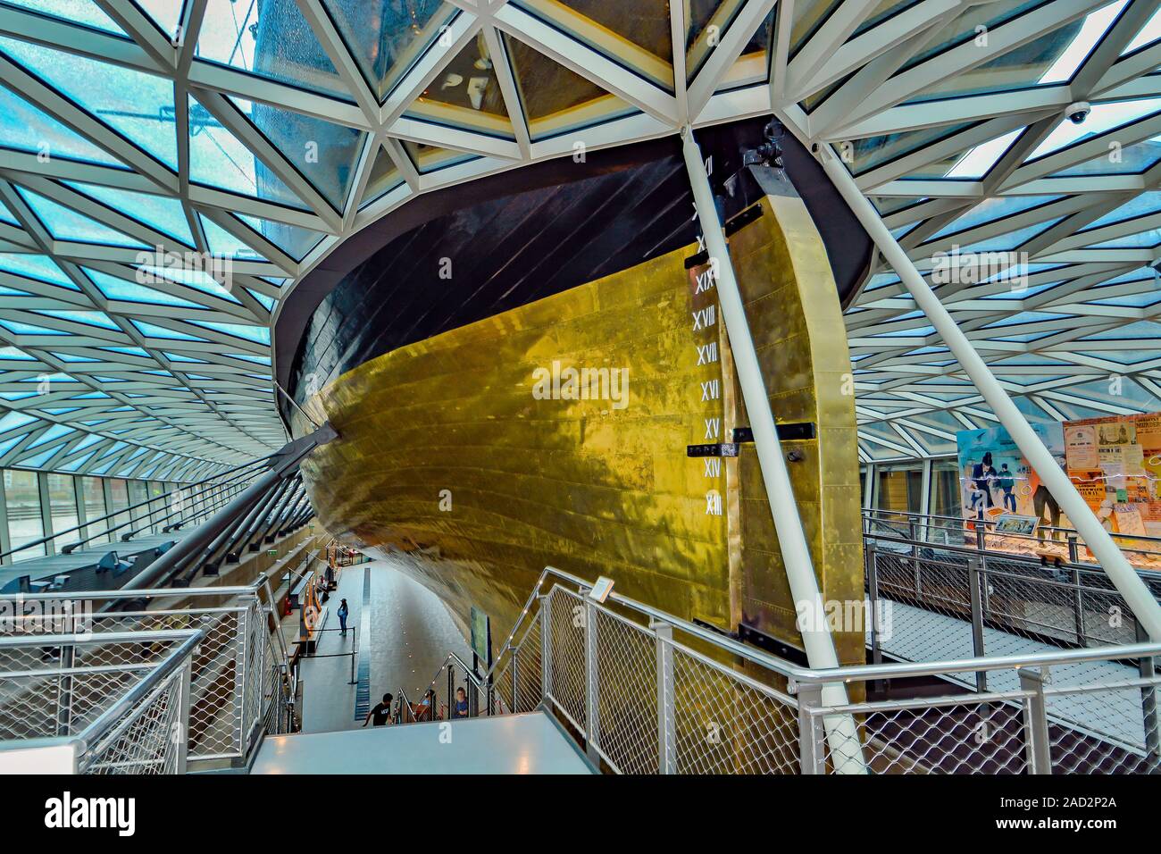 Cutty Sark Blick auf Greenwich Museum, Großbritannien Stockfoto