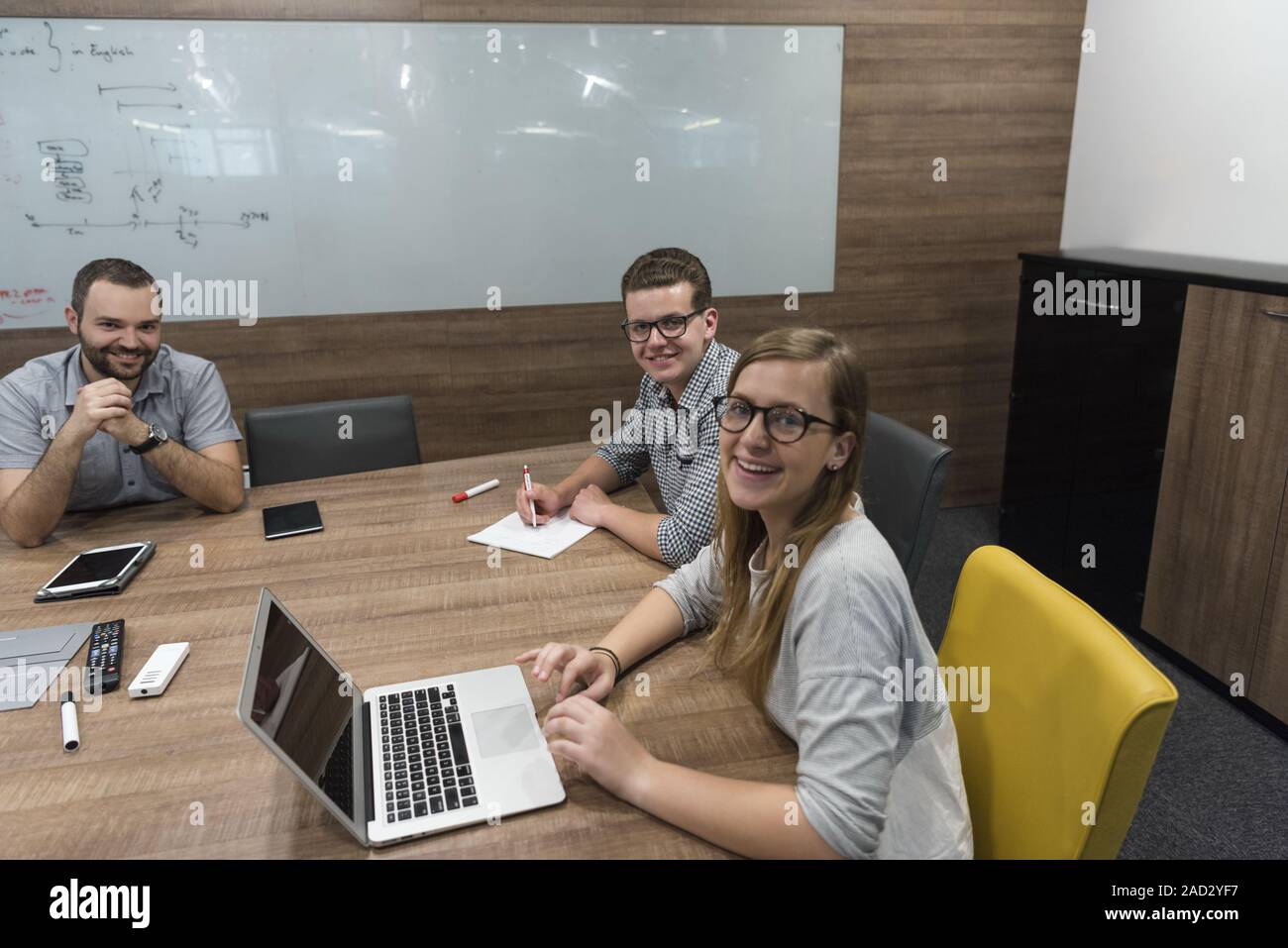 Start Business Team auf Sitzung Stockfoto