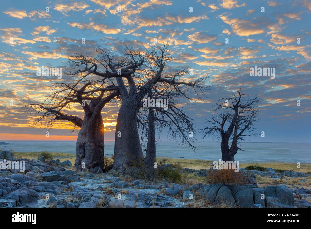 Sonnenaufgang an der Kubu Insel Stockfoto