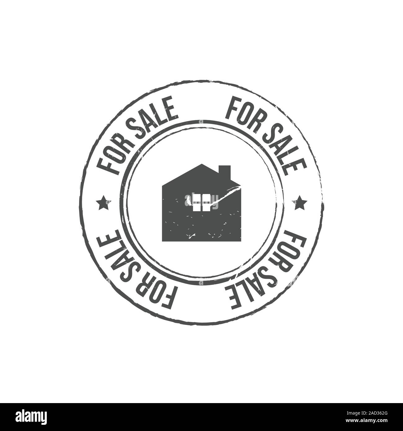 Haus zum Verkauf Stempel Vektor Bild. Home Immobilien Zeichen Logo Design Vector Illustration, grunge Texturen vintage Stempel Stock Vektor