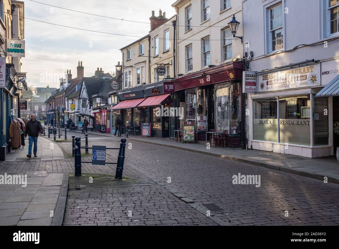 Blick vom Ende der Sun Street, Hitchin, Hertfordshire, Großbritannien Stockfoto