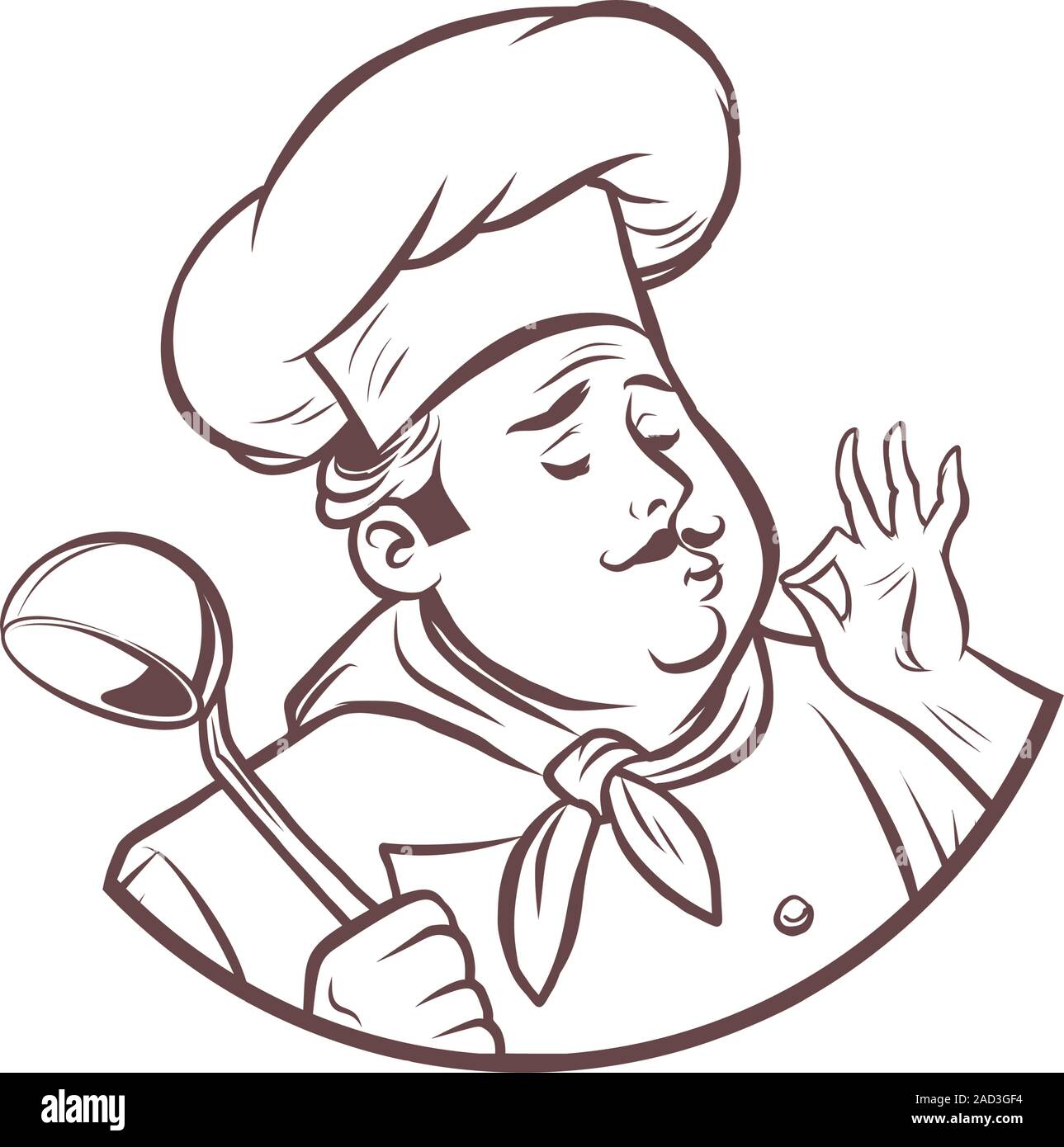 Grafische Silhouette kochen ok Geste, Gourmet-Essen Geschmack Stock Vektor