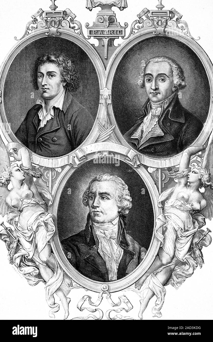 Französische Revolution. Oben links: Antoine Thrysostome Quatremere de Quincy, Archäologe und Architekturtheoretiker. Geboren 1755, gestorben 1849. Oben, rechts Stockfoto