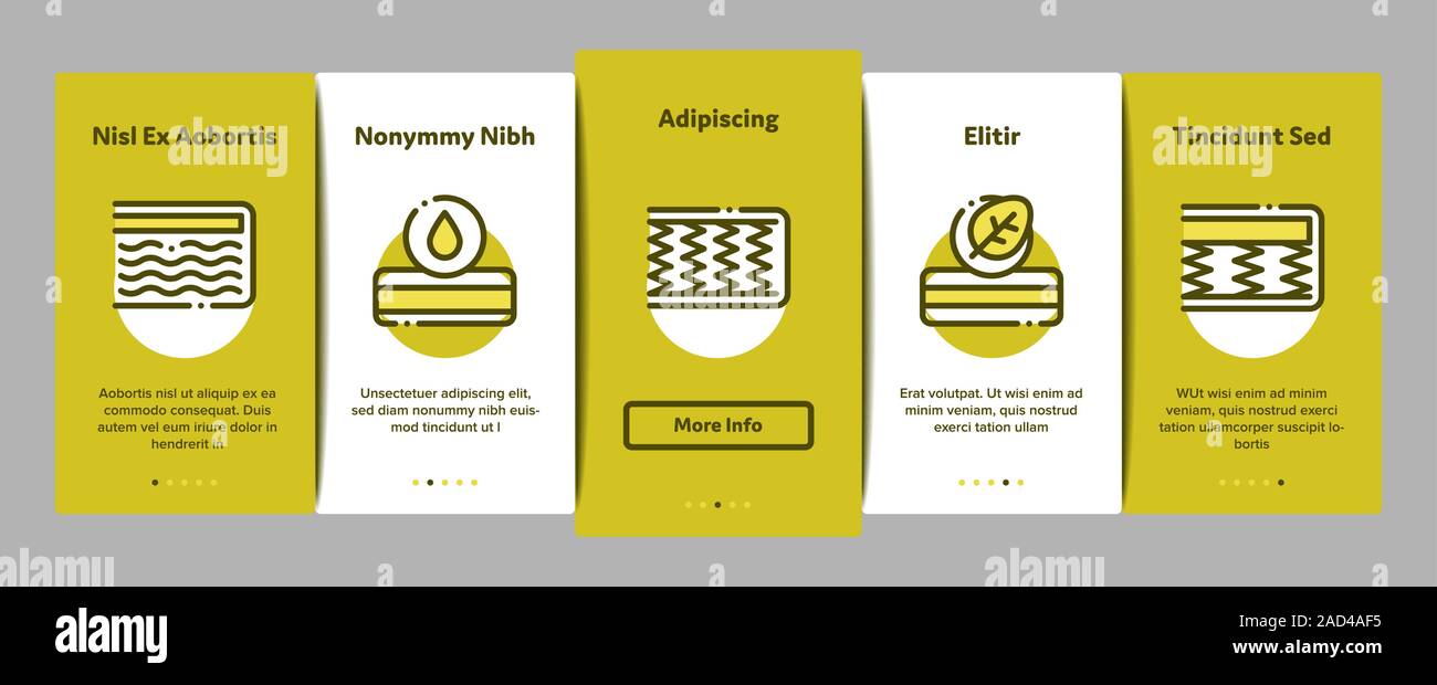 Matratze orthopädische Onboarding Elemente Icons Set Vector Stock Vektor
