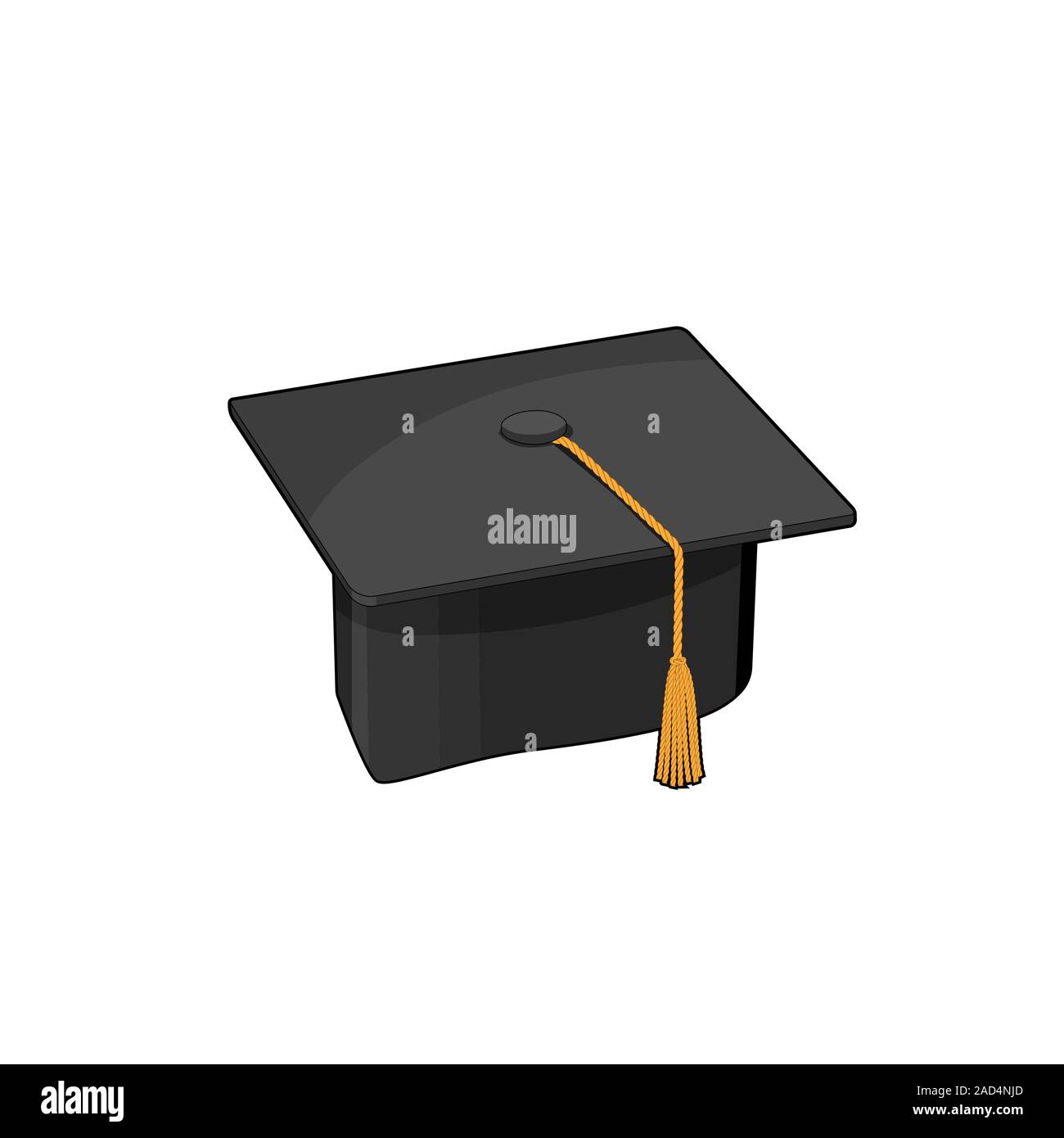 Abschlussfeier Schüler cap. Schwarze quadratische Hut. Beenden der Schule. Vector Illustration Stock Vektor