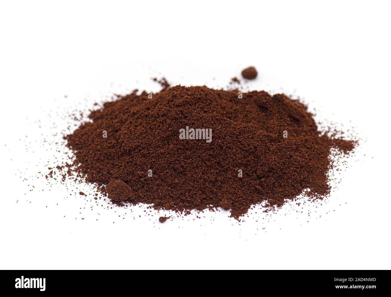 Kaffee Pulver, gemahlen Kaffee, gemahlen isoliert auf weißem Hintergrund Stockfoto