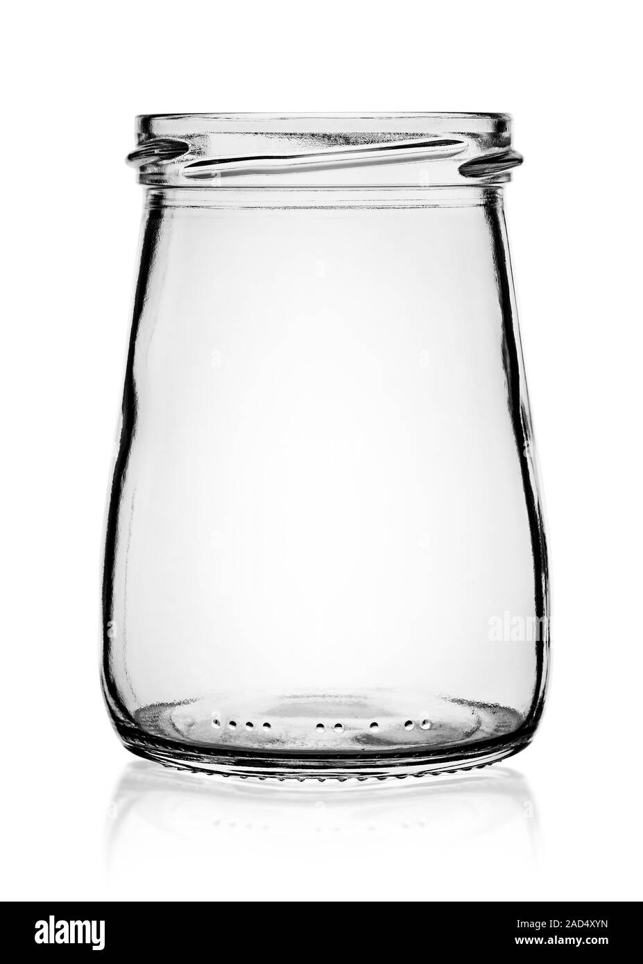 Leere Glas Glas ohne Kappe Stockfoto