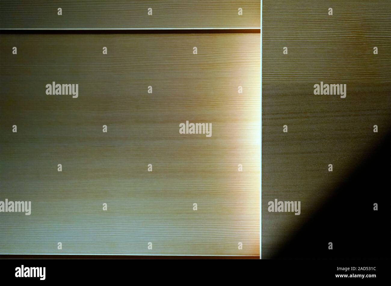 Der drittelregel echten Holzwand einfaches Konzept mit Schatten Stockfoto