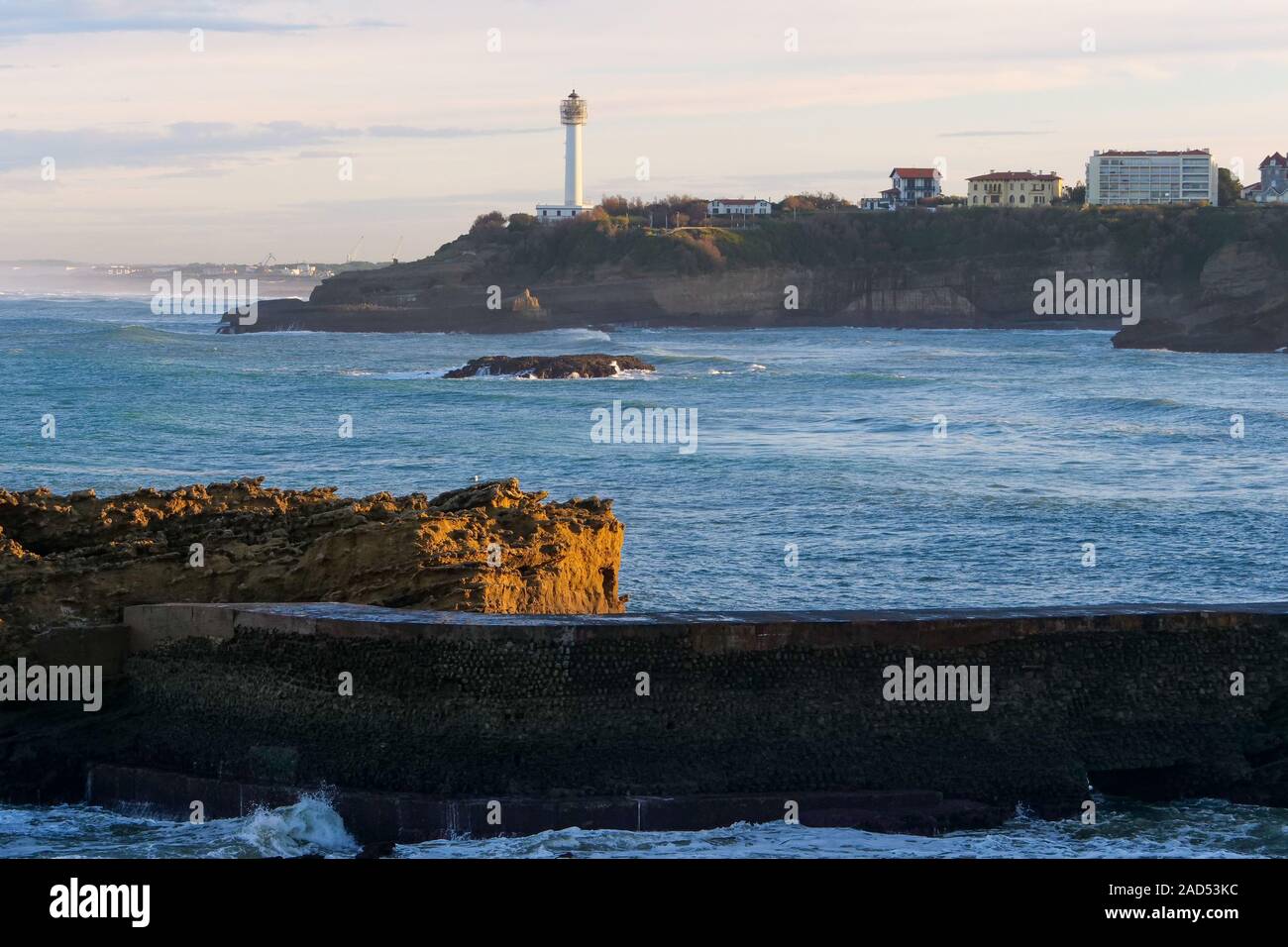 Leuchtturm, Bucht von Biarritz, Pyrénées-Atlantiques, Pyrenees-Atlantique, Frankreich Stockfoto