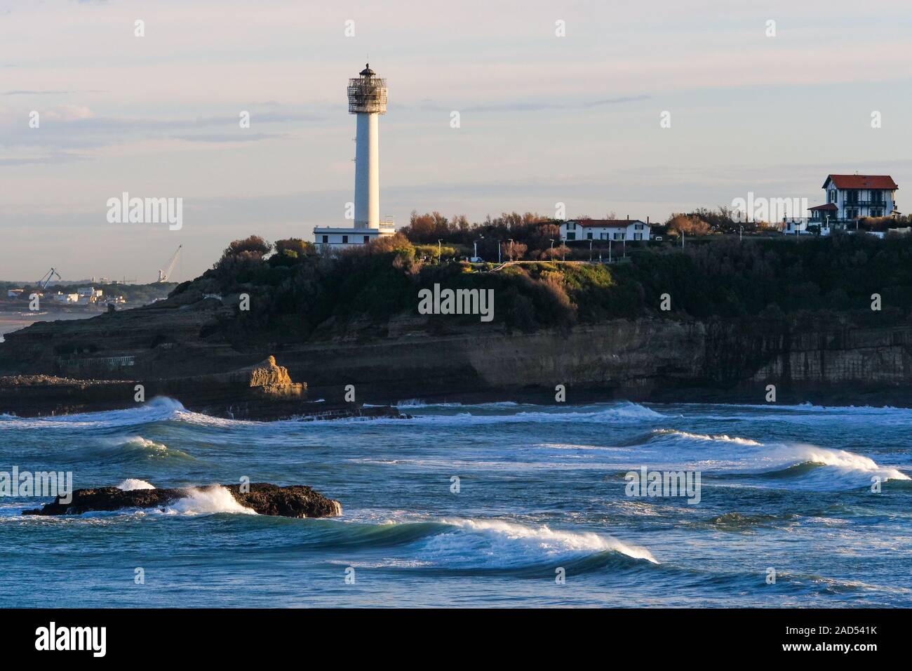 Leuchtturm, Bucht von Biarritz, Pyrénées-Atlantiques, Pyrenees-Atlantique, Frankreich Stockfoto
