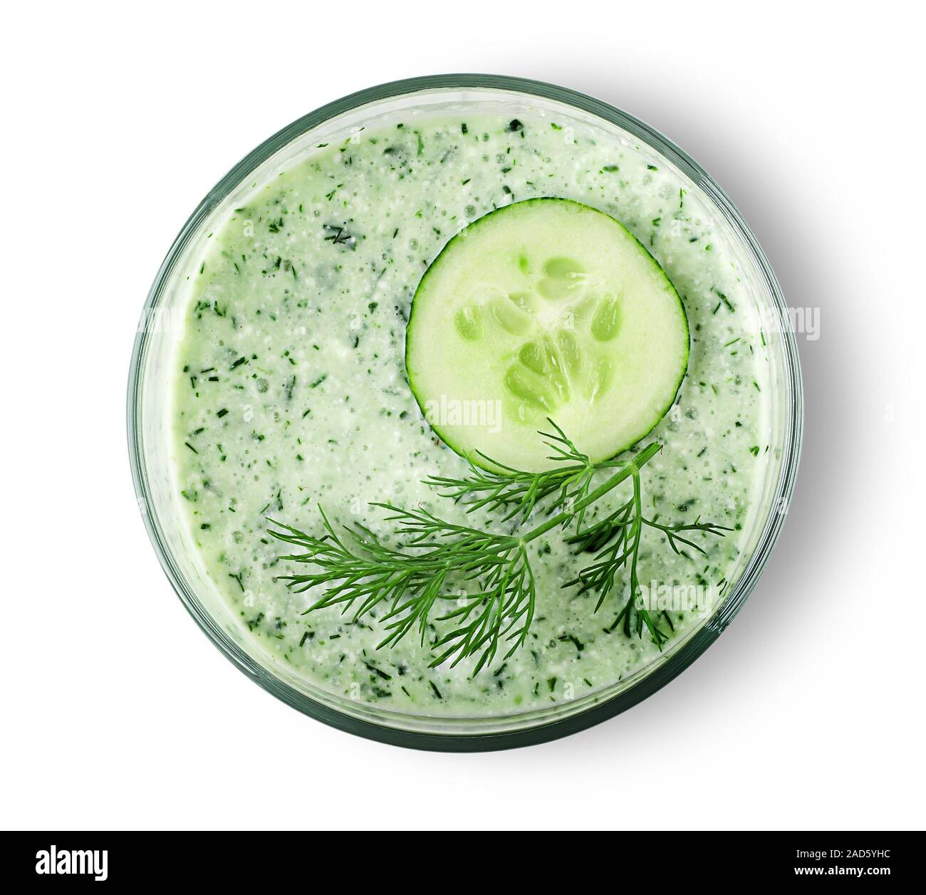 Gurken-Smoothie-Draufsicht Stockfoto