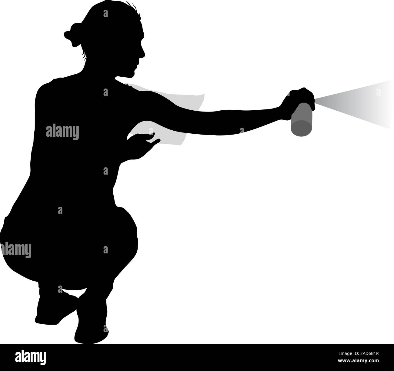 Silhouette Frau hält eine Spray auf weißem Hintergrund. Vektor-Illustration. Stock Vektor