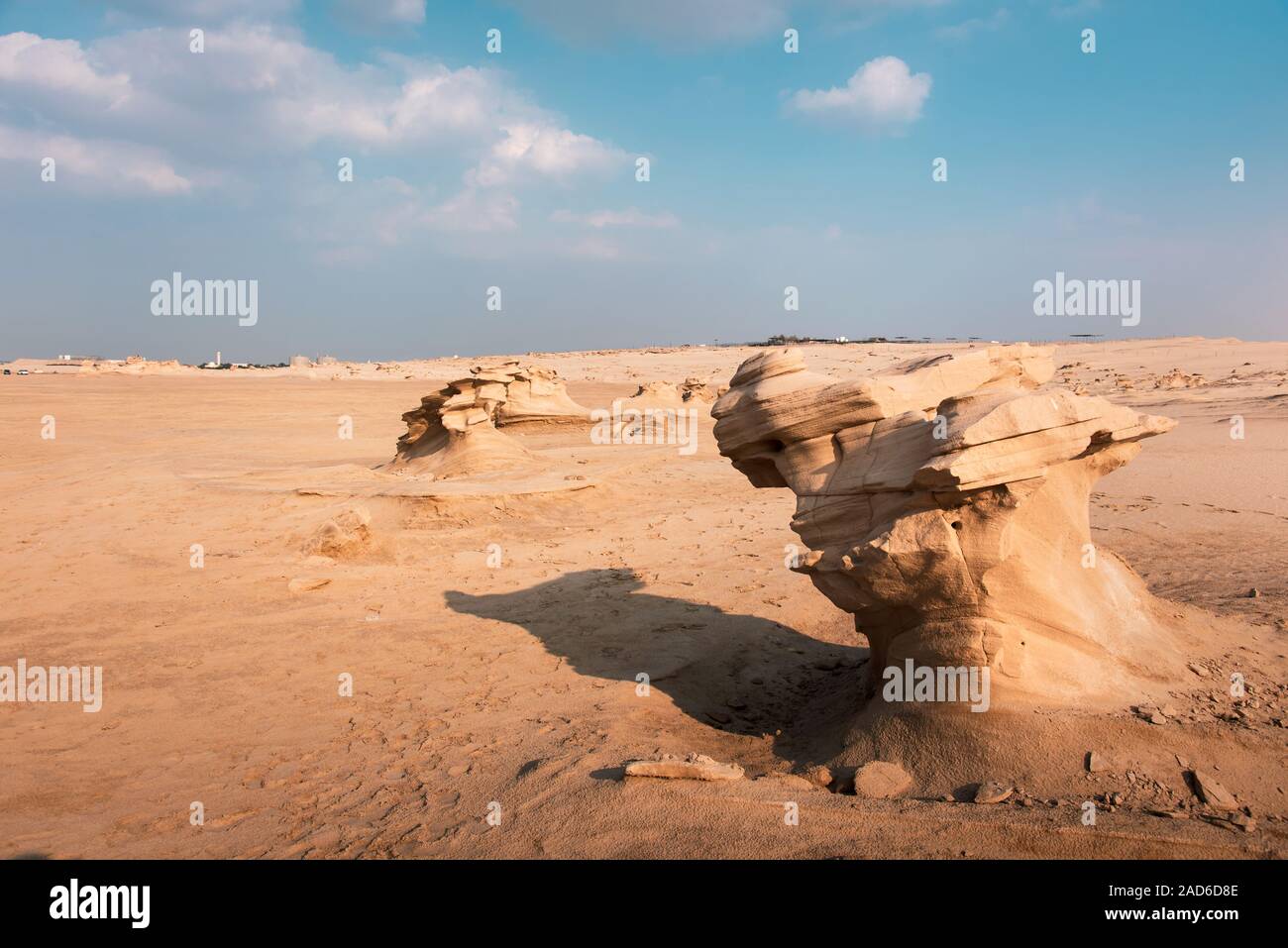 Fossile Dünen Landschaft der Formationen der Wind fegte Sand in Abu Dhabi Vereinigte Arabische Emirate Stockfoto