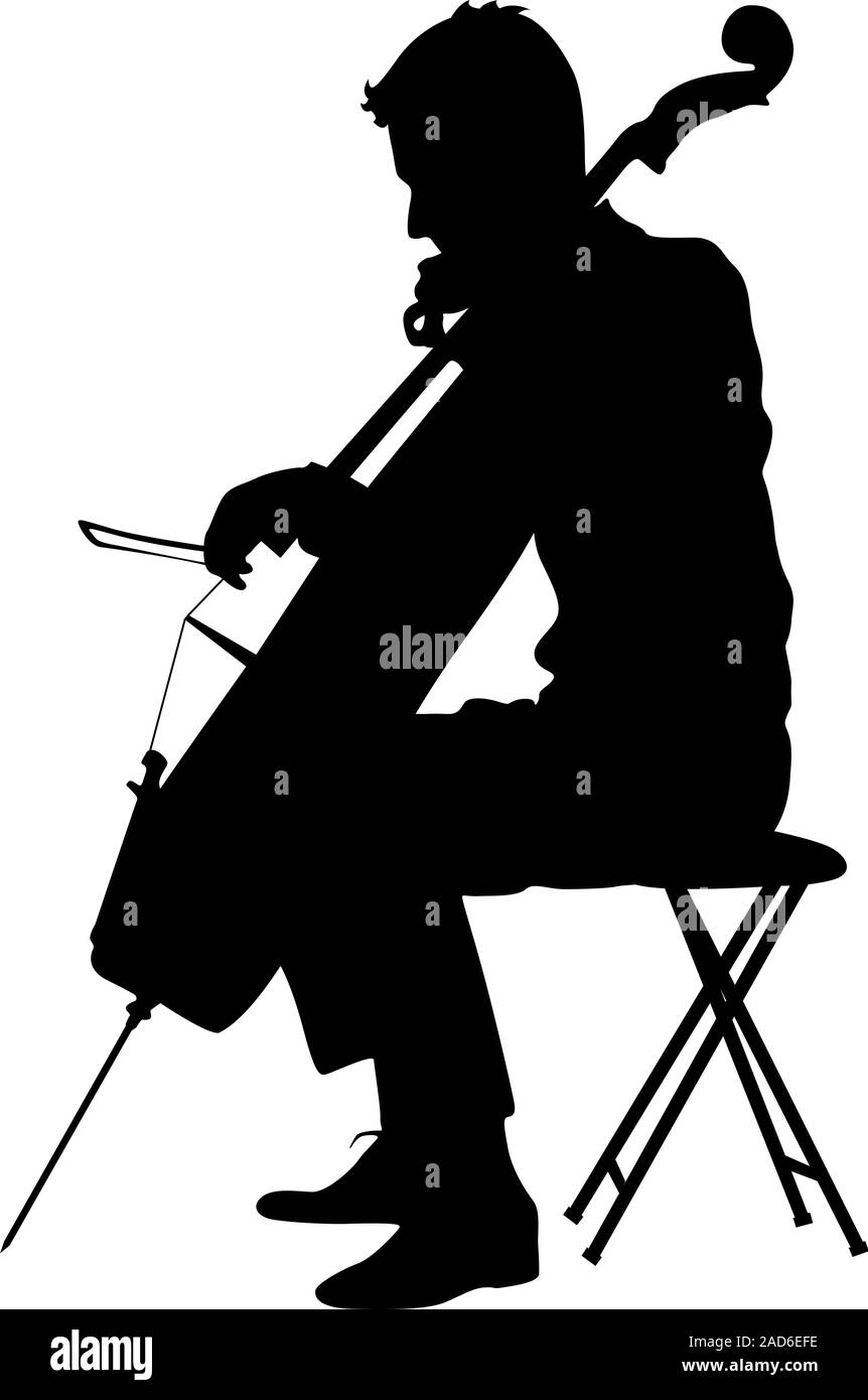 Silhouetten Musiker spielen auf dem Cello. Vector Illustration. Stock Vektor
