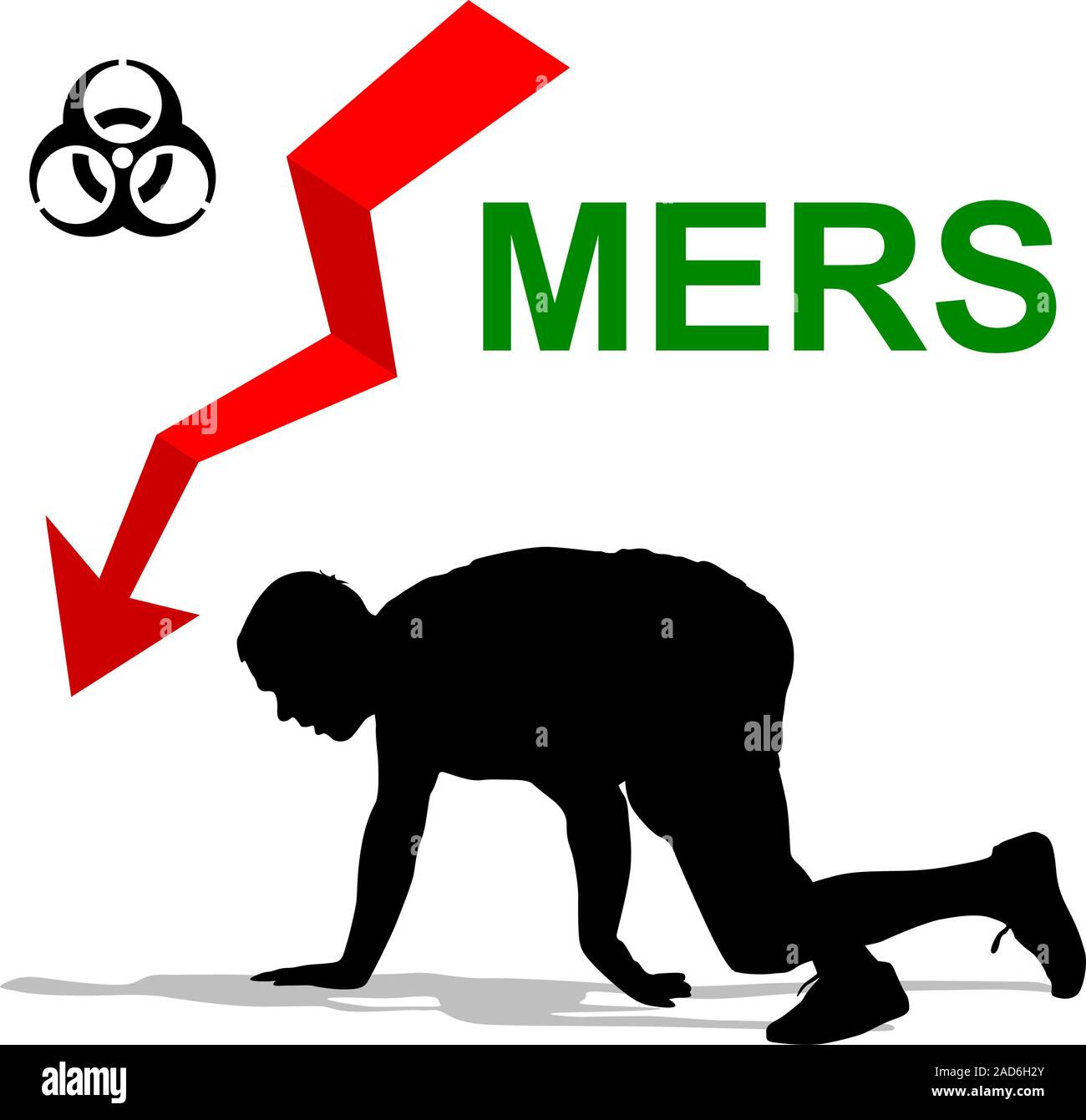 Mann schlug Mers Corona Virus unterzeichnen. Vector Illustration. Stock Vektor