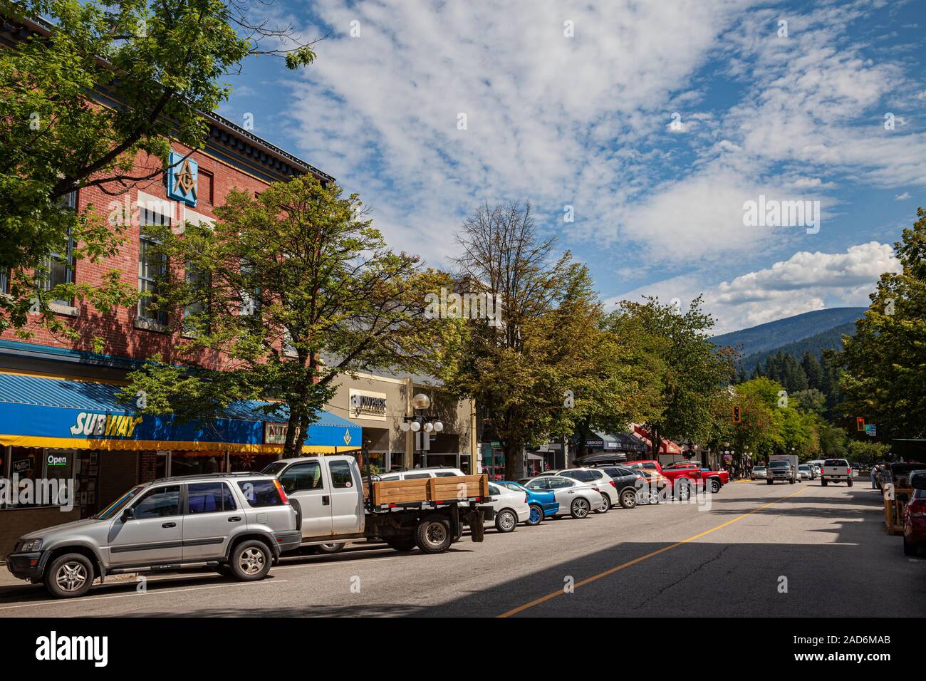Baker Street, Nelson, West Kootenay, British Columbia, Kanada Stockfoto