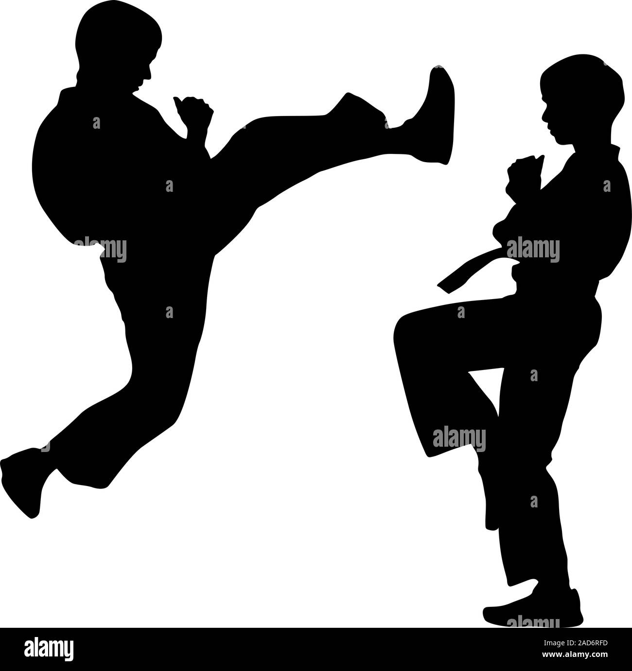 Schwarze Silhouetten des Karate. Sport-Vektor-Illustration. Stock Vektor