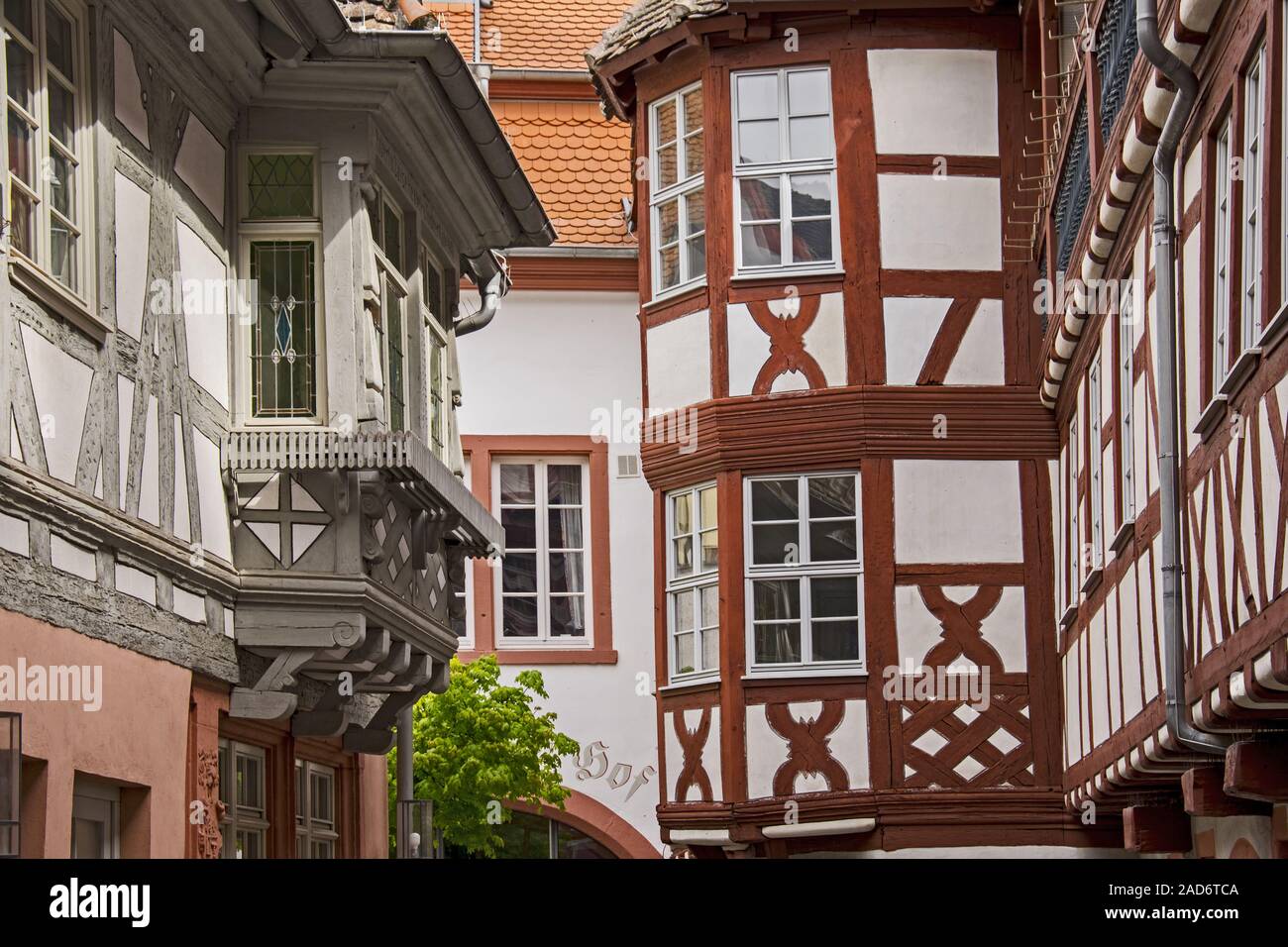 Fachwerkhäuser in der Altstadt von Neustadt a.d. Weinstrasse Stockfoto
