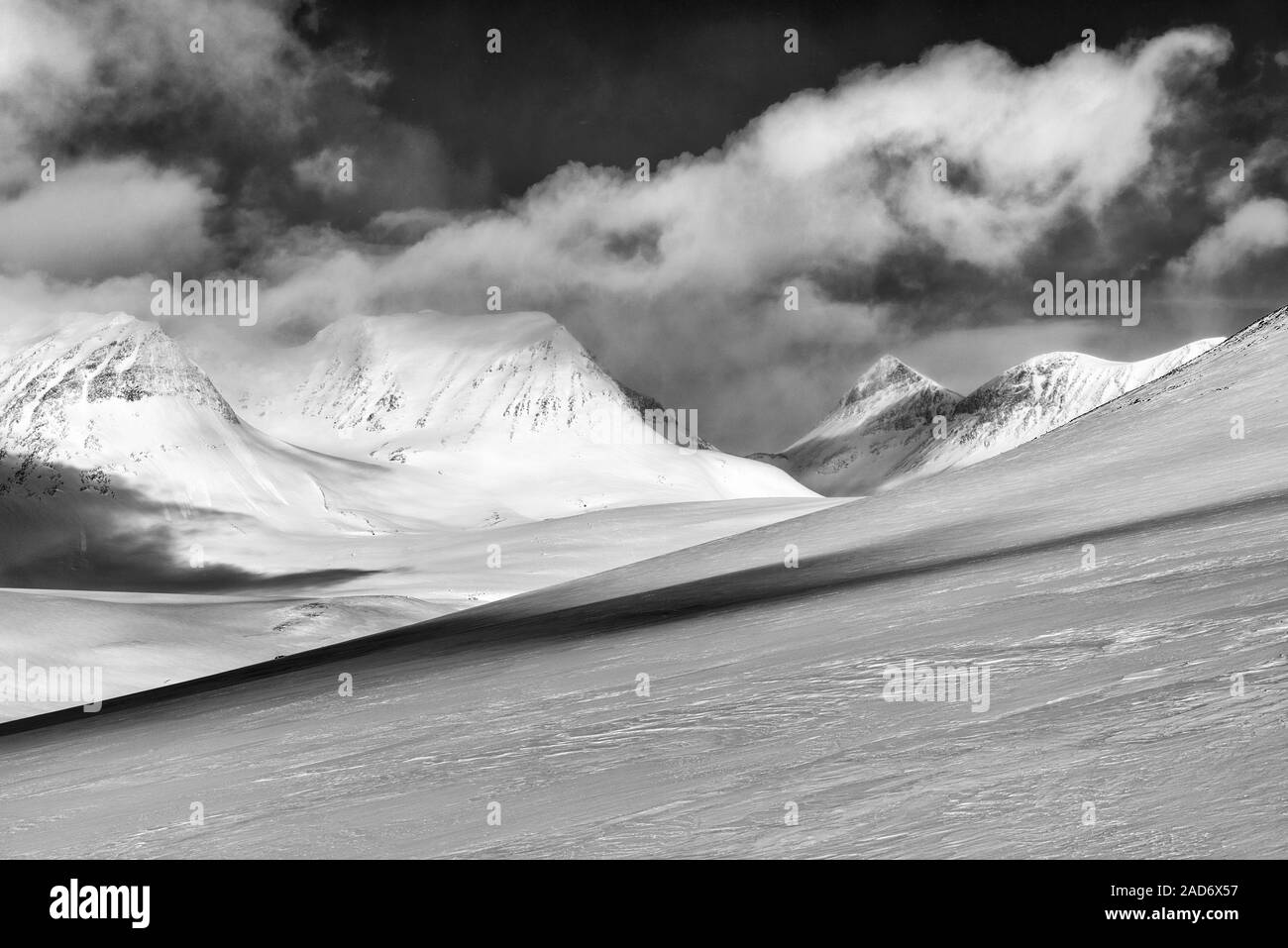 Winterlandschaft, Stuor Reaiddavaggi, Lappland, Schweden Stockfoto