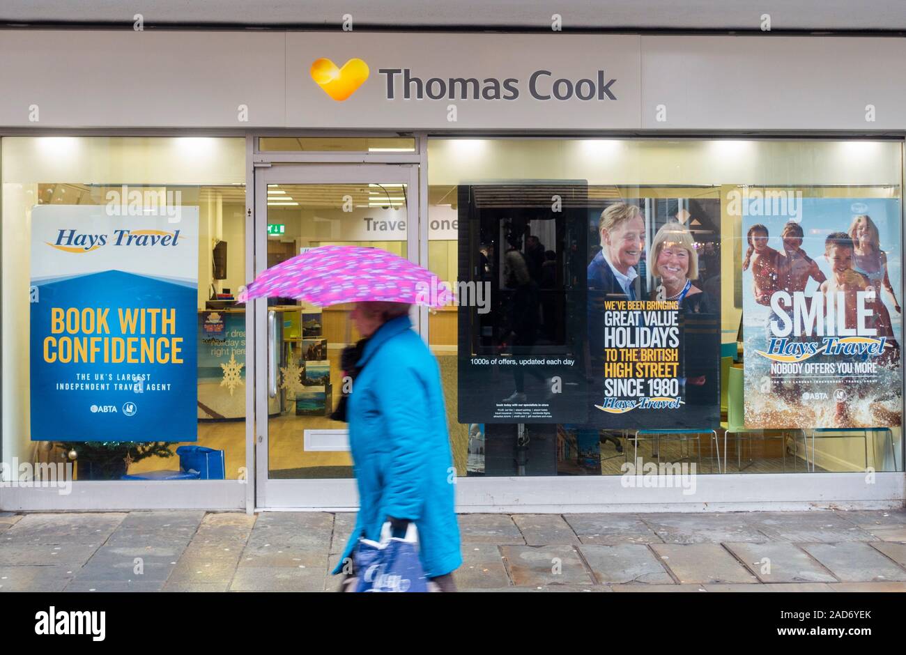 Ehemalige Thomas Cook Reisebüro Räumlichkeiten, jetzt Hays Travel, auf der Northumberland Street, Newcastle upon Tyne, England. Großbritannien Stockfoto