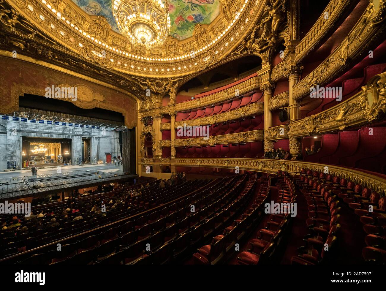 Eine Innenansicht der Opéra de Paris, Palais Garnier. Es war von 1861 bis 1875 für die Pariser Oper gebaut. Stockfoto