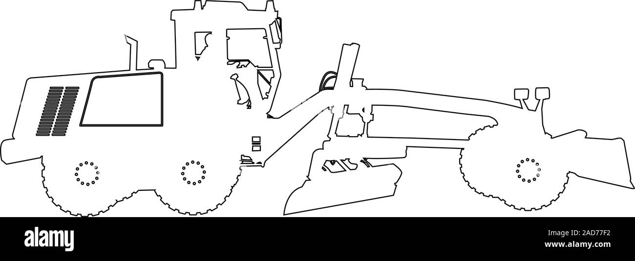 Silhouette einer schweren road Grader. Vector Illustration. Stock Vektor