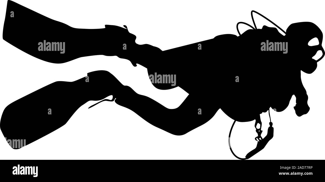 Schwarze Silhouette Taucher. Vektor-Illustration. Stock Vektor