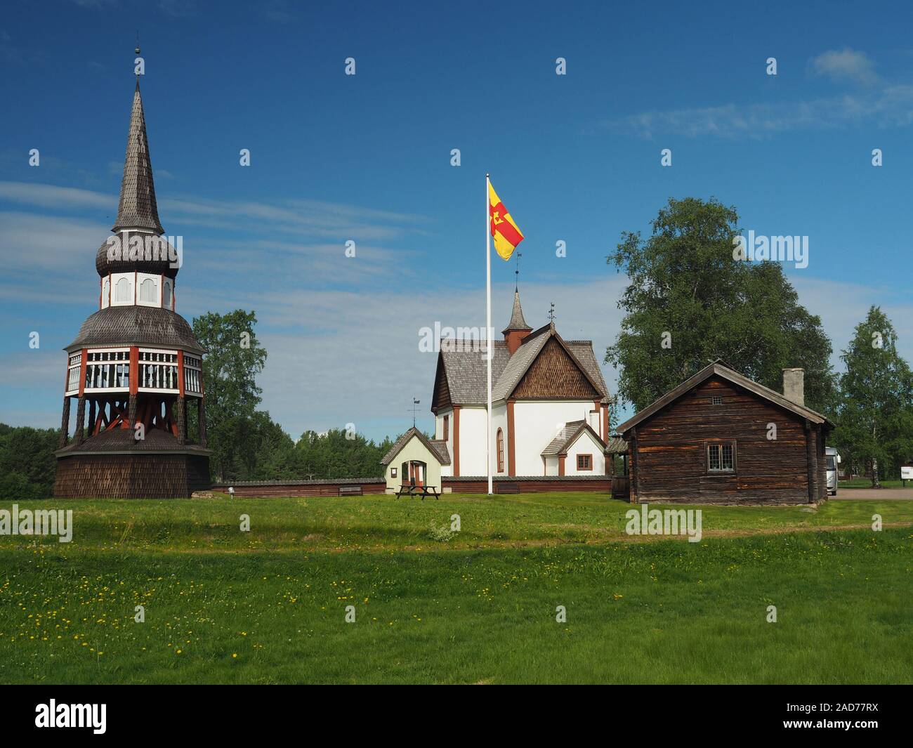 Älvros Kirche in Härjedalen Stockfoto