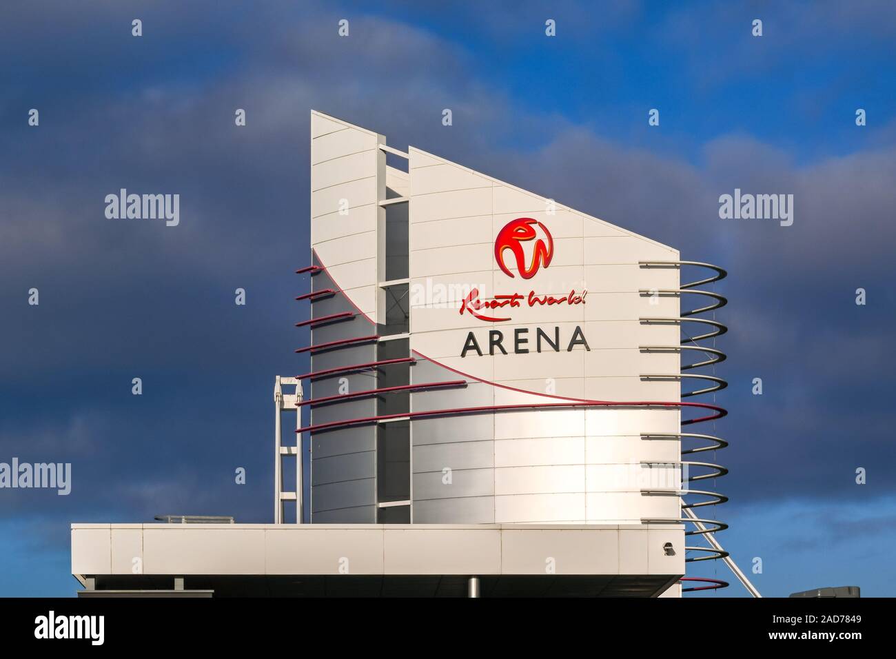 BIRMINGHAM, ENGLAND - Dezember 2019: auf der Außenseite des Resorts World Arena, einen konzertsaal am Birmingham National Exhibition Centre. Stockfoto