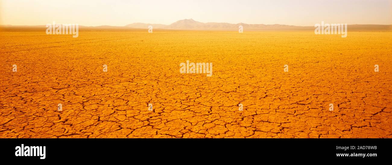 Risse im Boden der Cuddeback trockenen See in der Mojave-Wüste, Kalifornien, USA Stockfoto