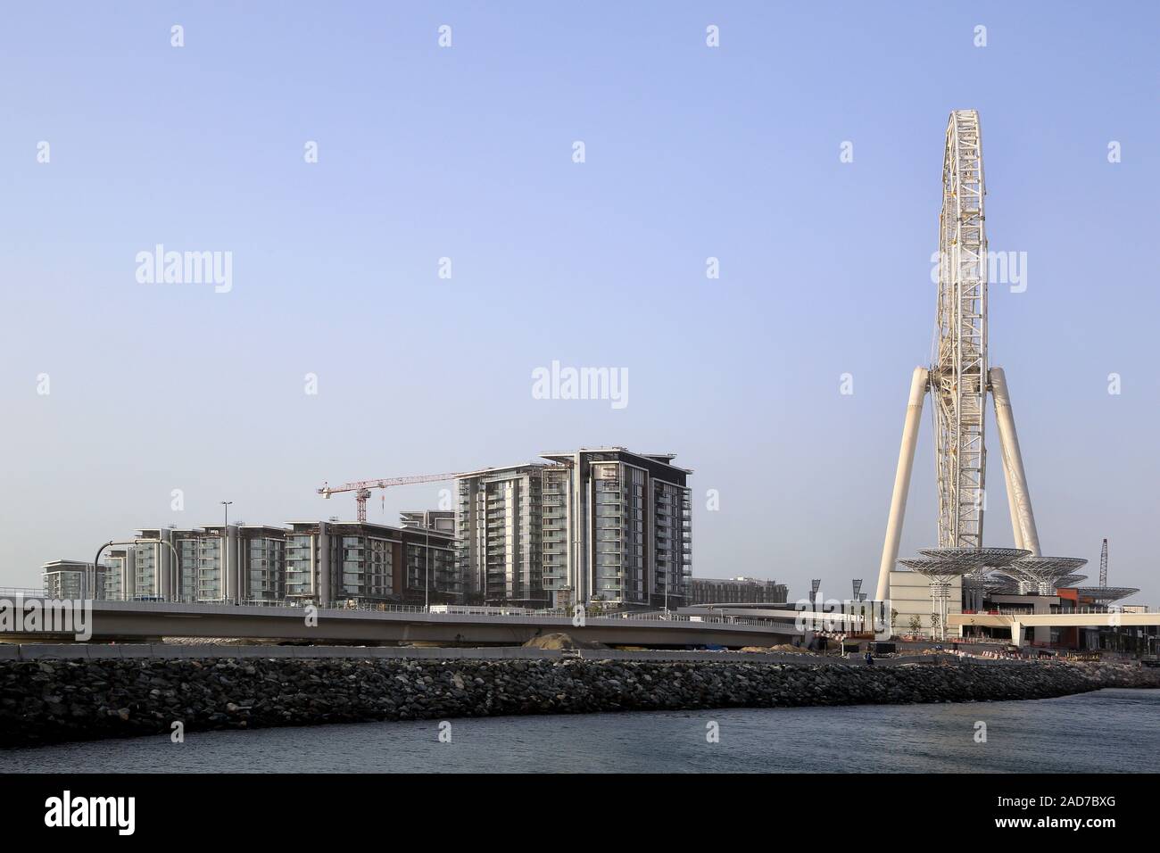 Dubai, VAE, auf bluewaters Insel das höchste Riesenrad der Welt mit einer Höhe von 260 Metern wird gebaut, die Ain Dubai Stockfoto